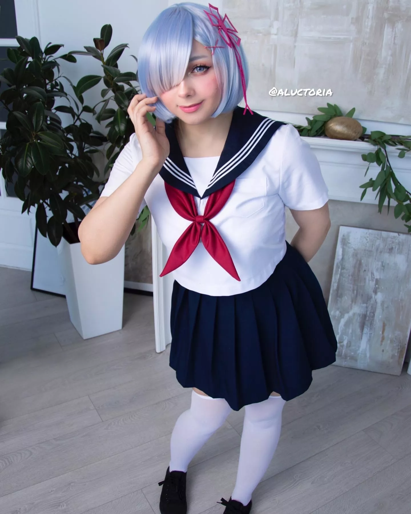 Rem schoolgirl cosplay by Aluctoria posted by aluctoria_