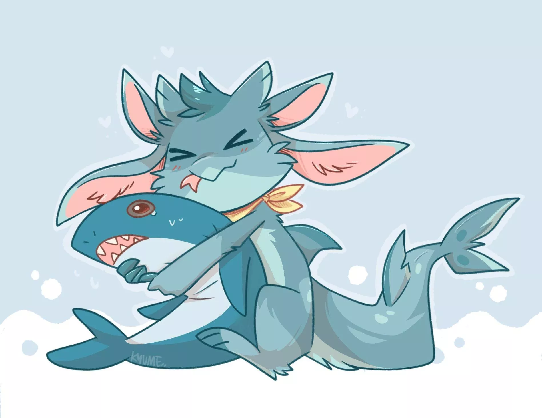 Shark Hug!! Drew Skiff and his bestie [art by me @kazunekomori] posted by kazunekomori