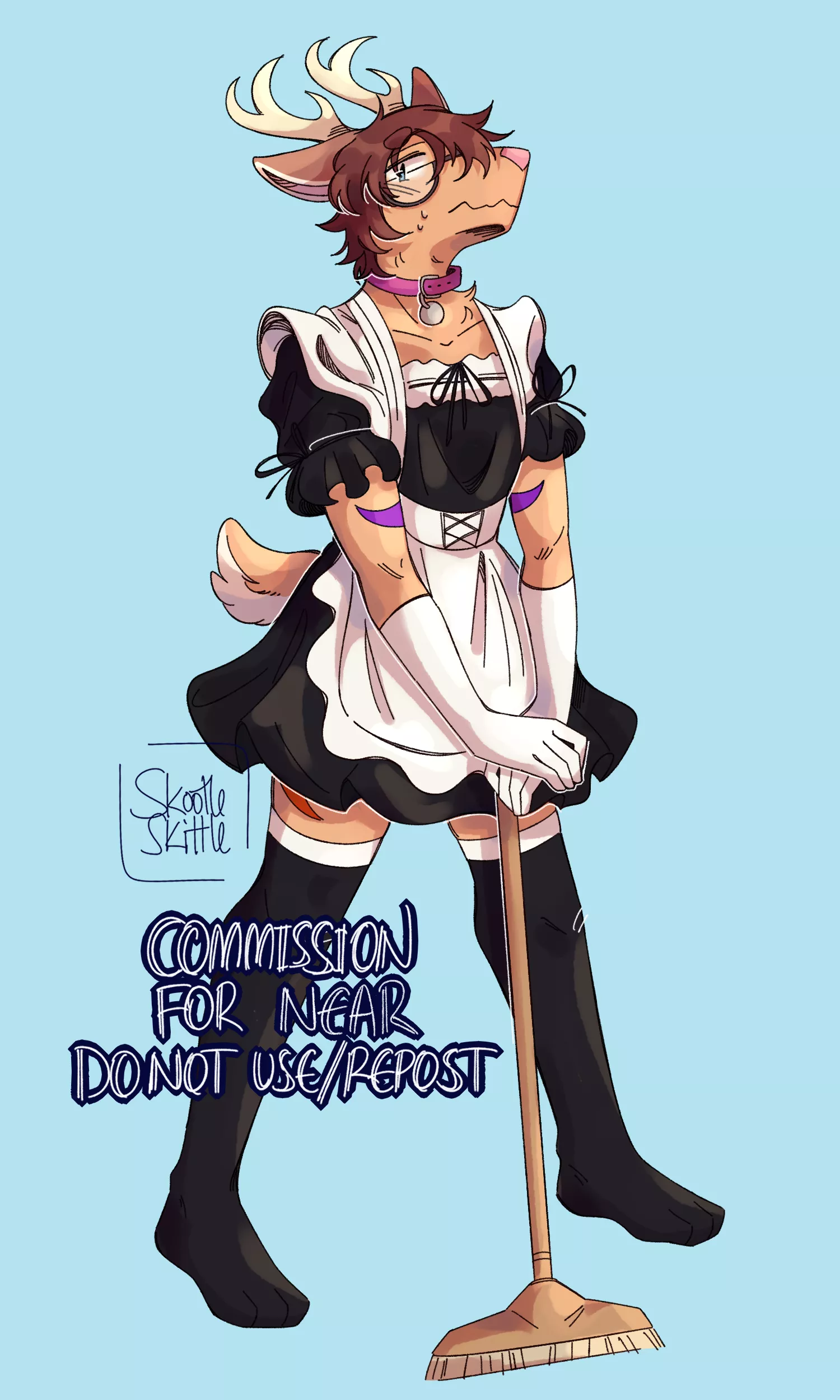 shy maid [art by me @skootleskittle everywhere!] posted by SkootleSkittle