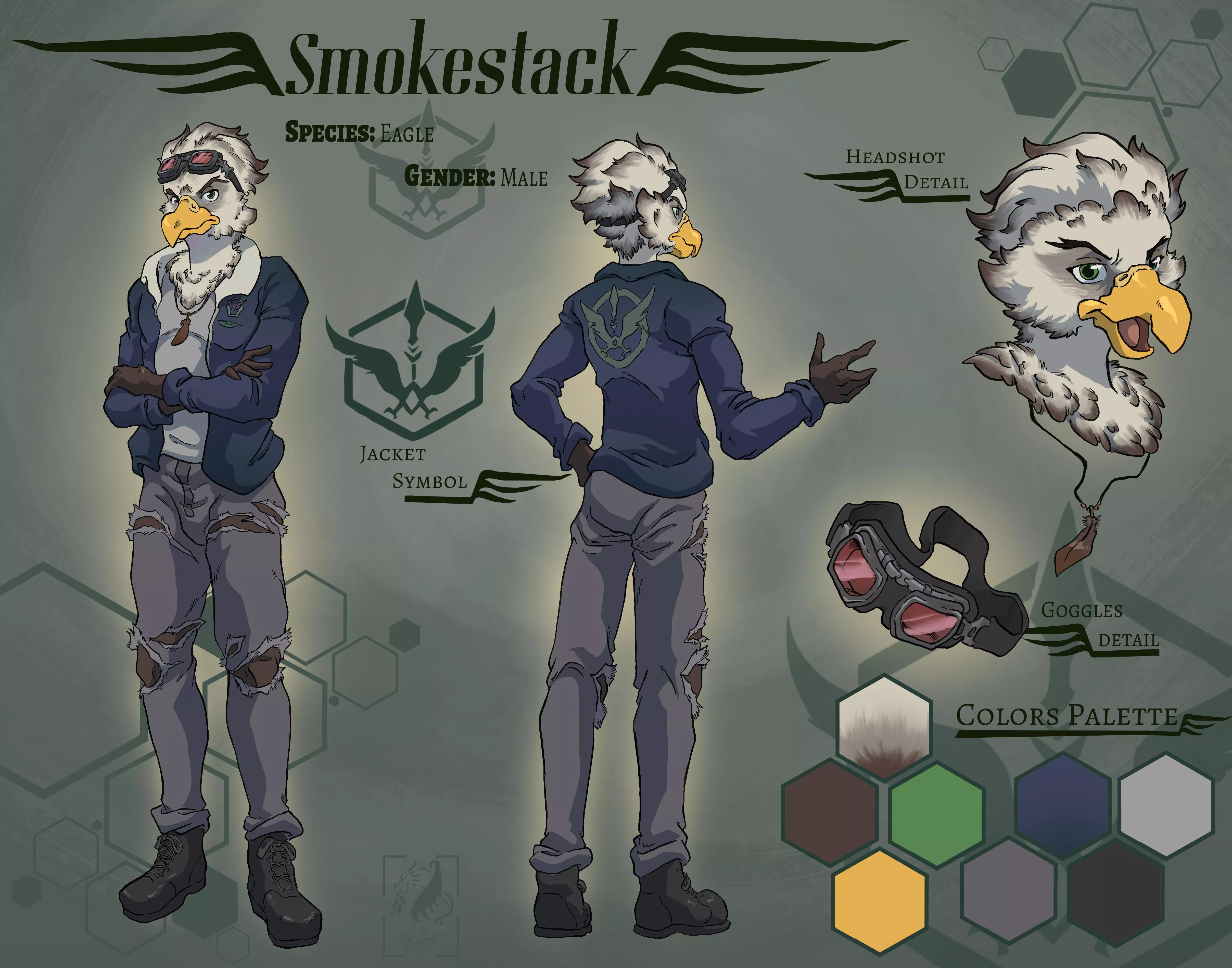 Smokestack reference sheet commission ~ Hey avians, who else love an eagle? ^^ posted by fer7adami