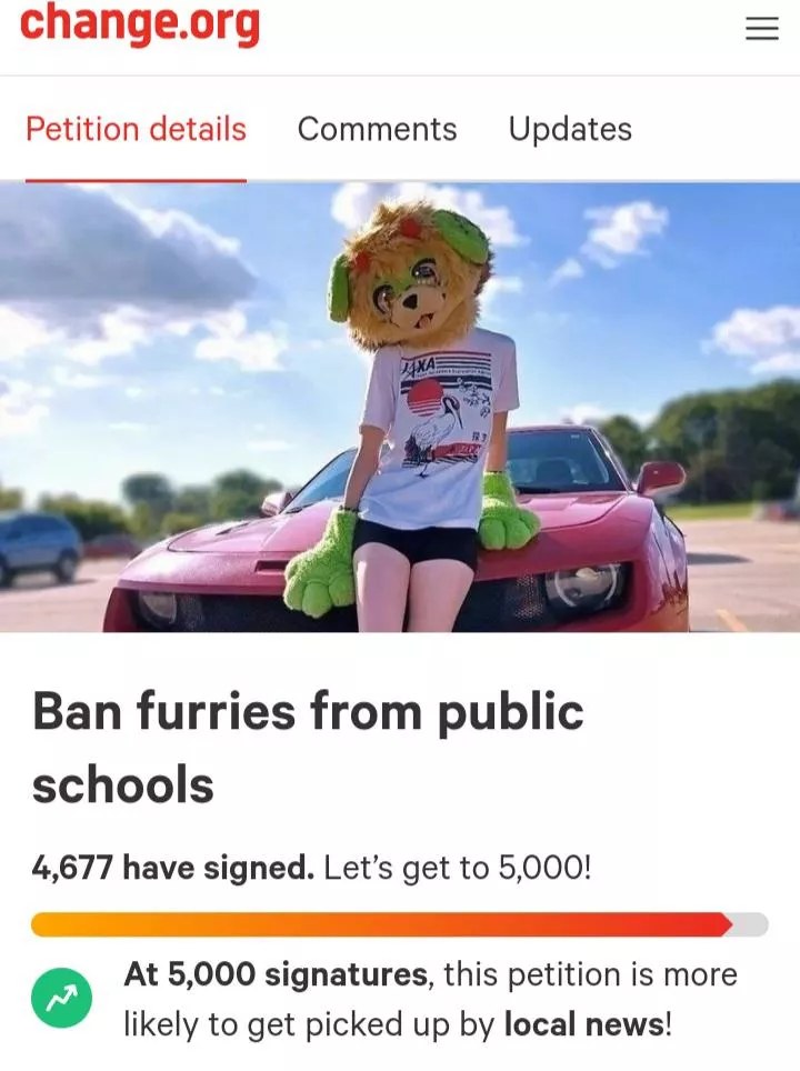 So apparently my fursuit photo is being used for this petition 💀 posted by 72027x