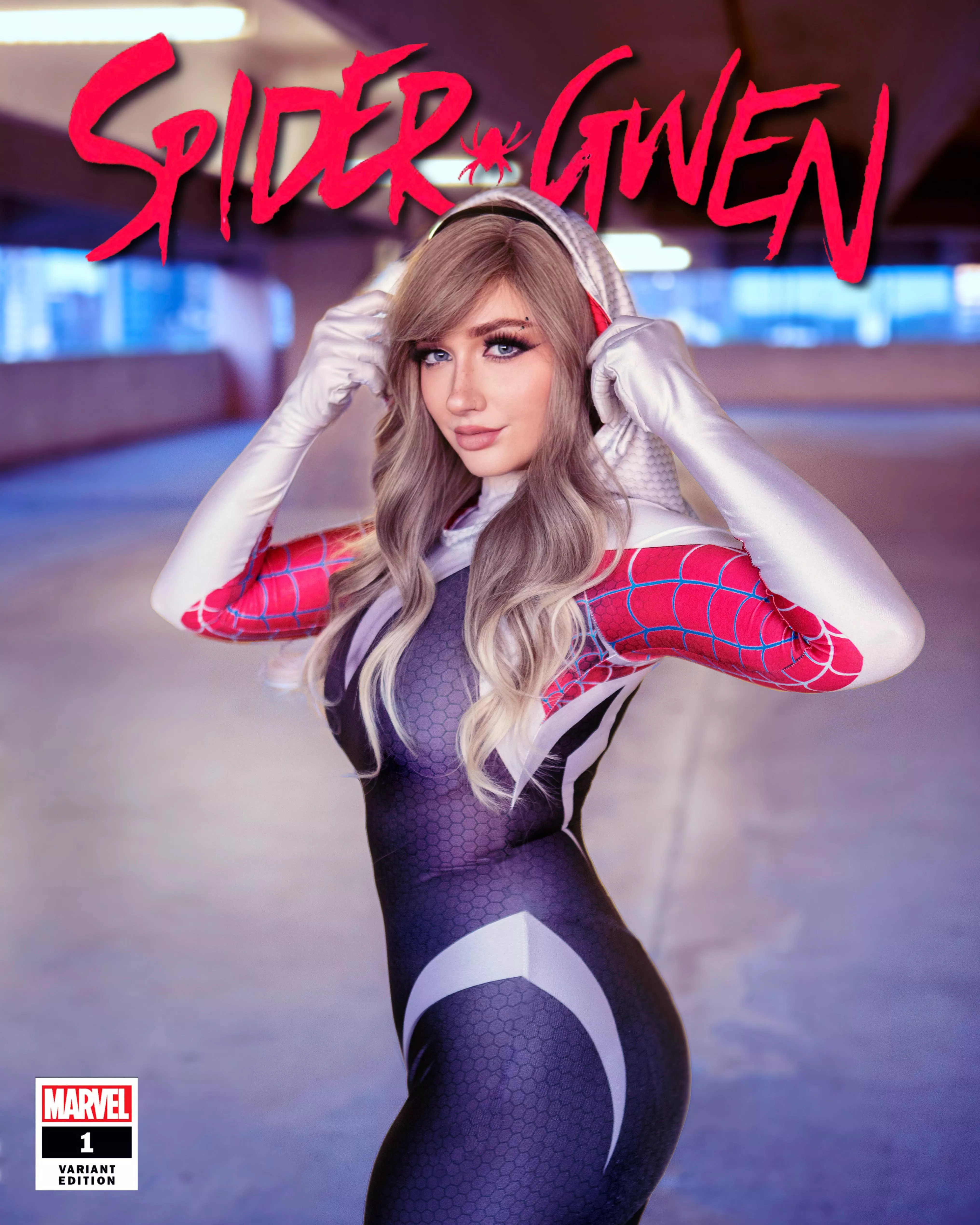 Spider Gwen comic book cover recreation from @rebeccaseals posted by RebeccaSeals