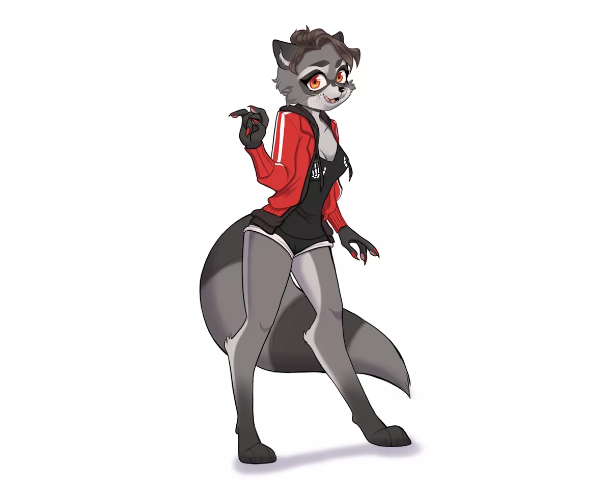 Sporty Raccoon Girl I drew recently posted by emiludraws