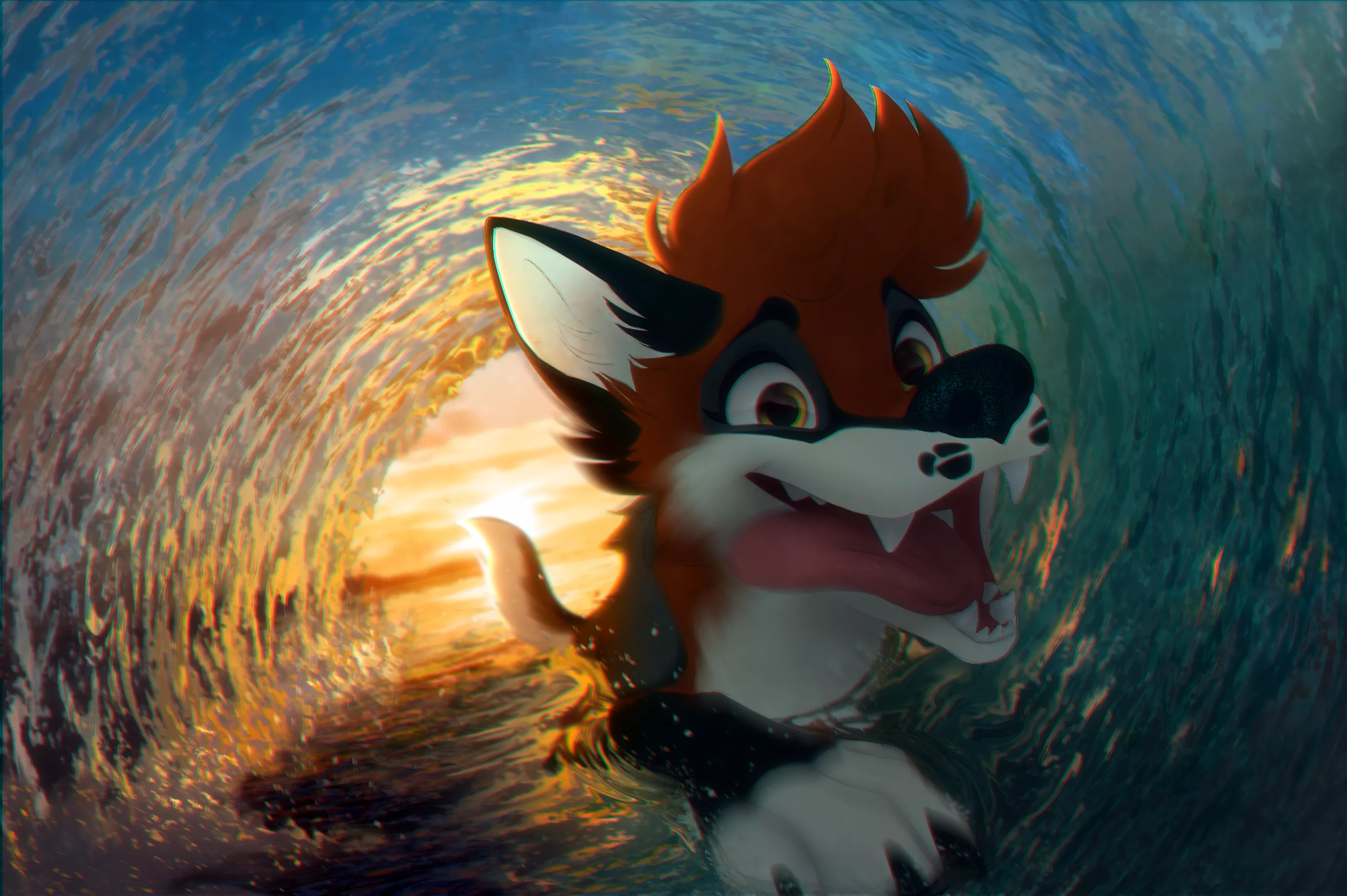 Sunset swim (art by me @Sancosity on Twitter) posted by SancosityJA