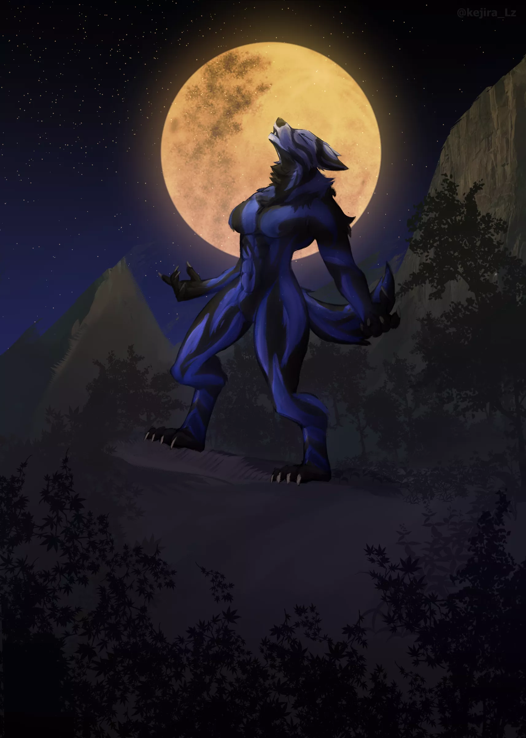 The Beast Under the Moon Light [Art by me | Kejira_lz@Twitter] posted by CSUndone