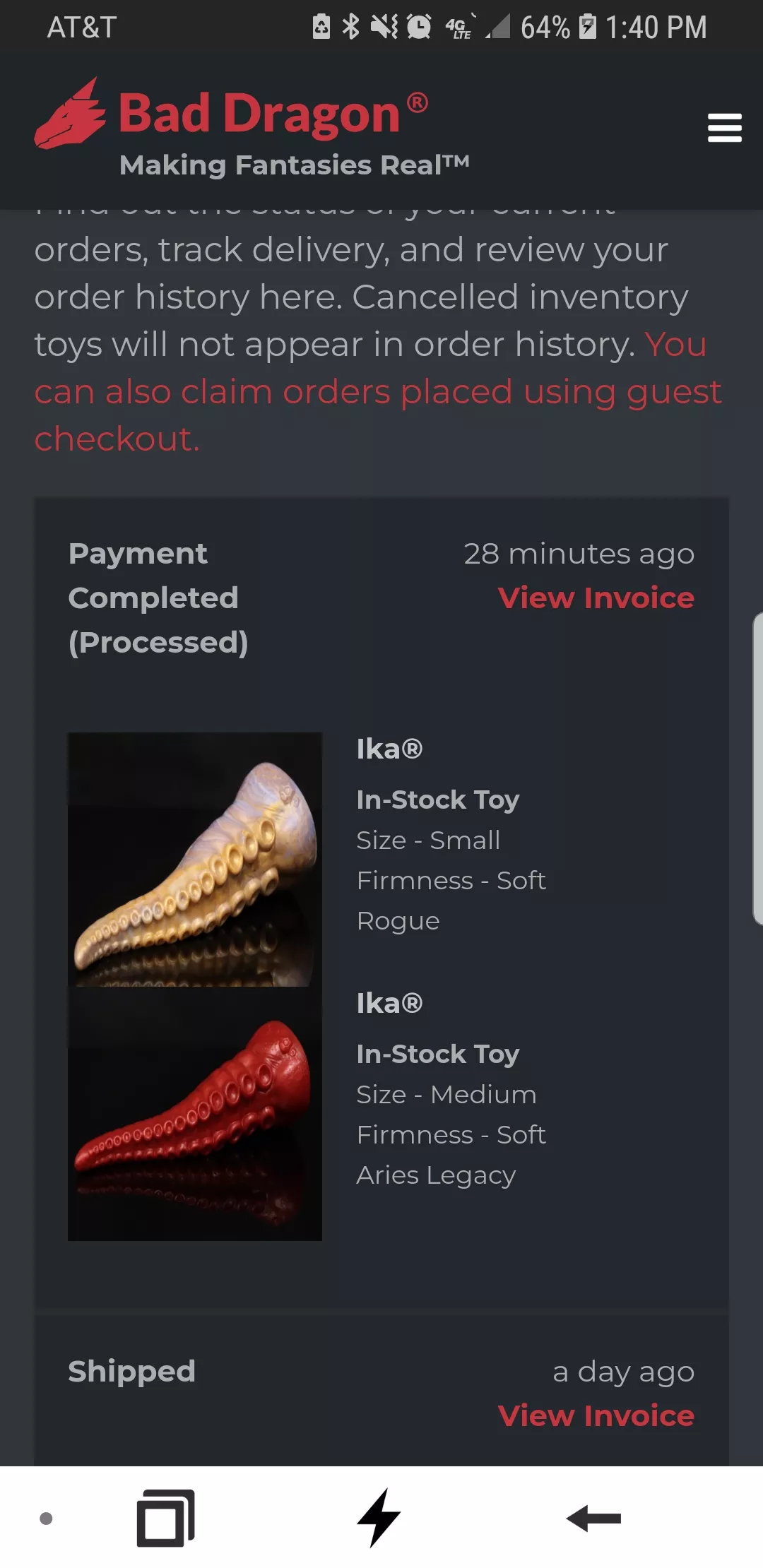 These will likely be the very last ones for a while (I have realized I've spent entirely too much money lately on sex toys), but just snagged these earlier for some extra help sizing up! posted by skrooker