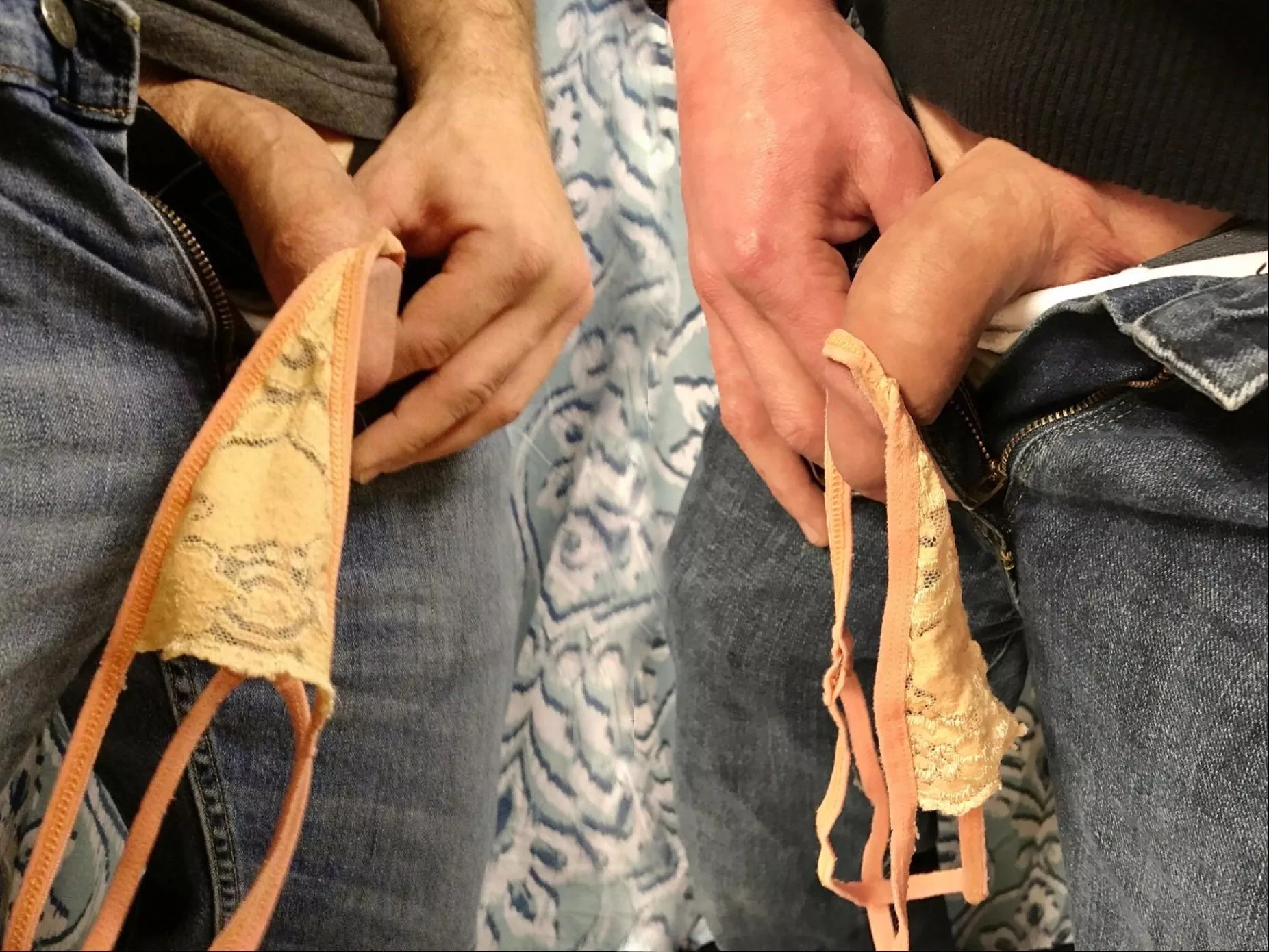 Two cocks comparing with the wifeâ€™s panties. Thoughts? posted by Various8321