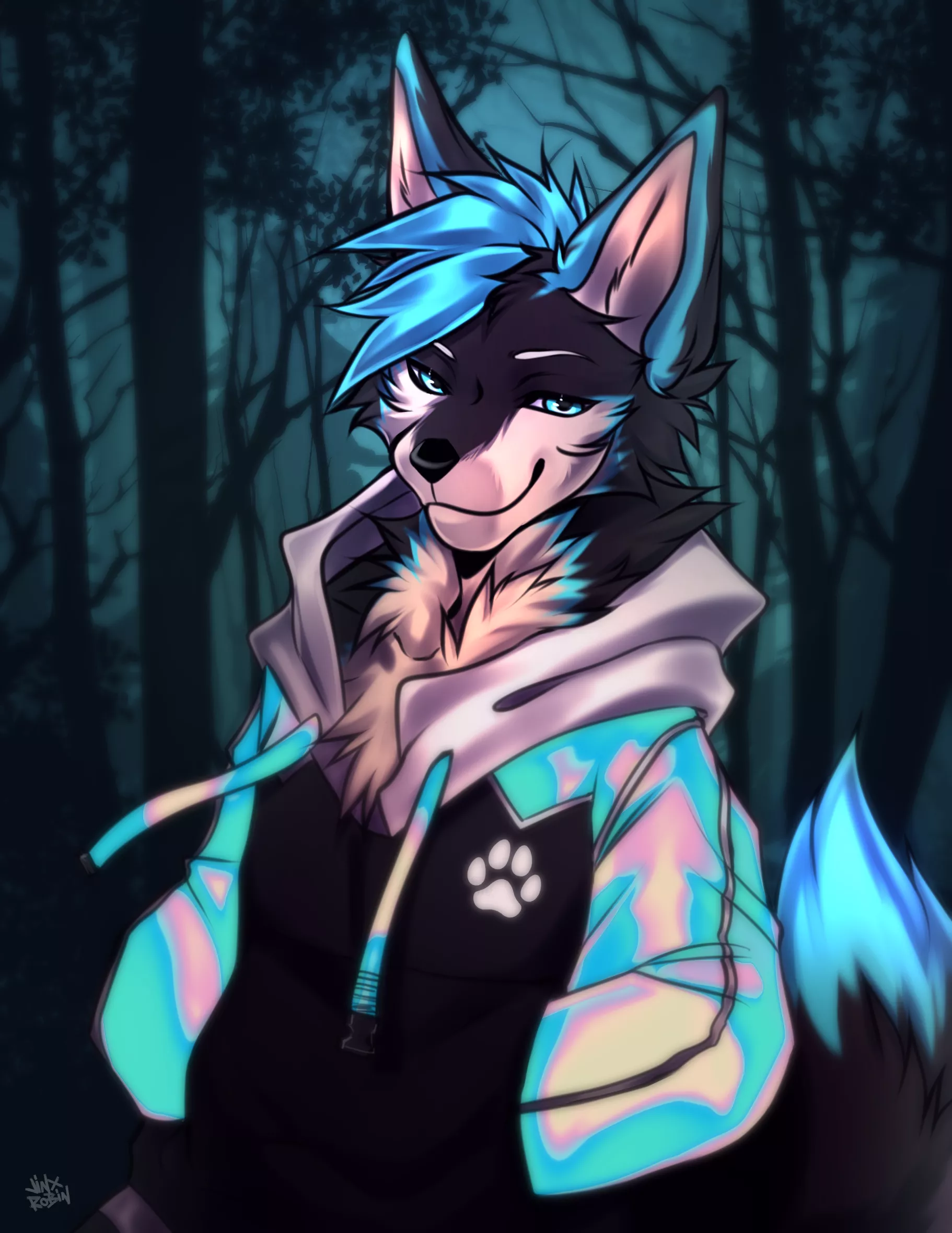 Wolfie In A Hoodie Art By (RobinJinx_) Twitter posted by Star_Blaze_R