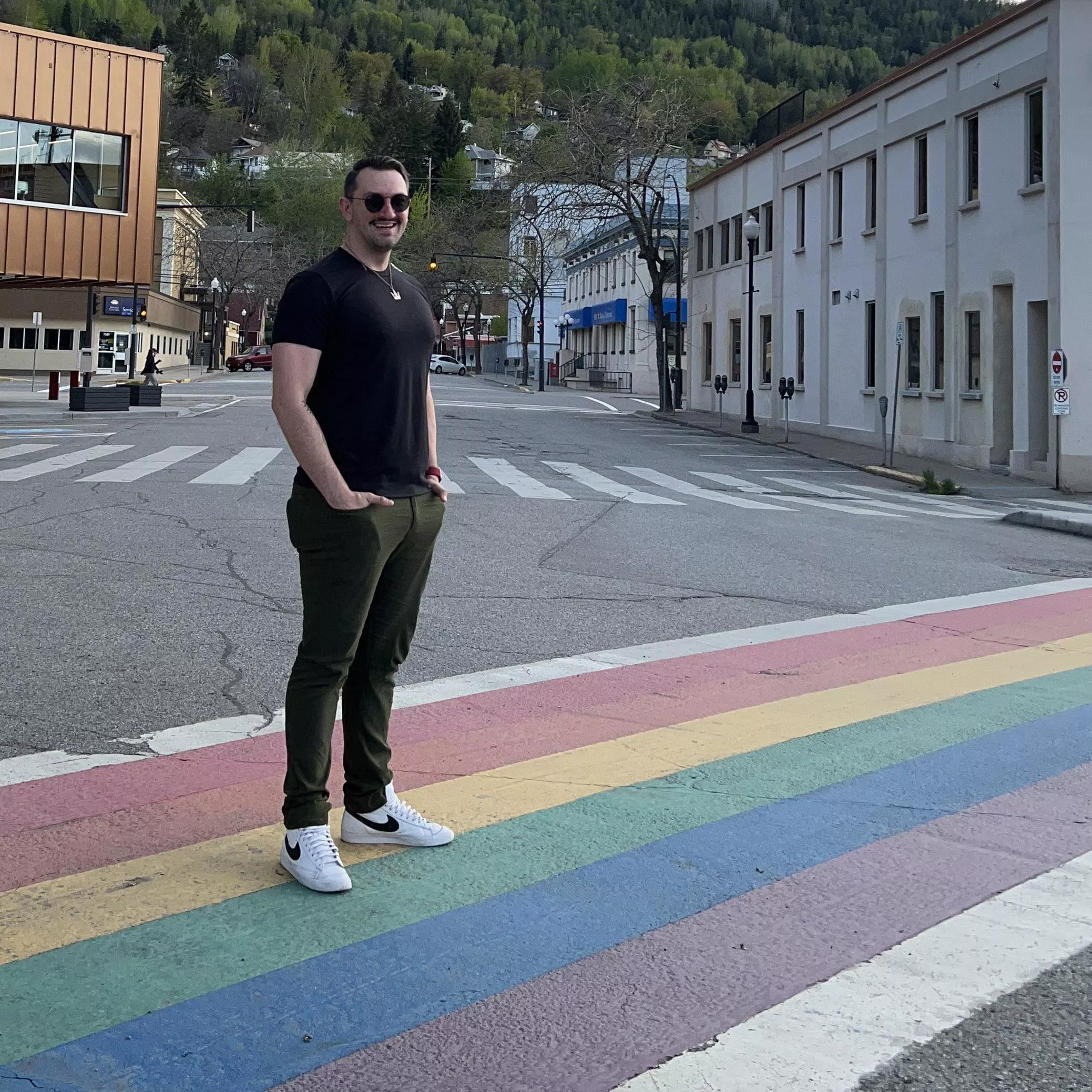 Working out of town in a smaller city, and was so happy to find this. This one crosswalk lets SO many people know they are welcome. I know it made me feel welcome too. posted by acehiklmnoprstu