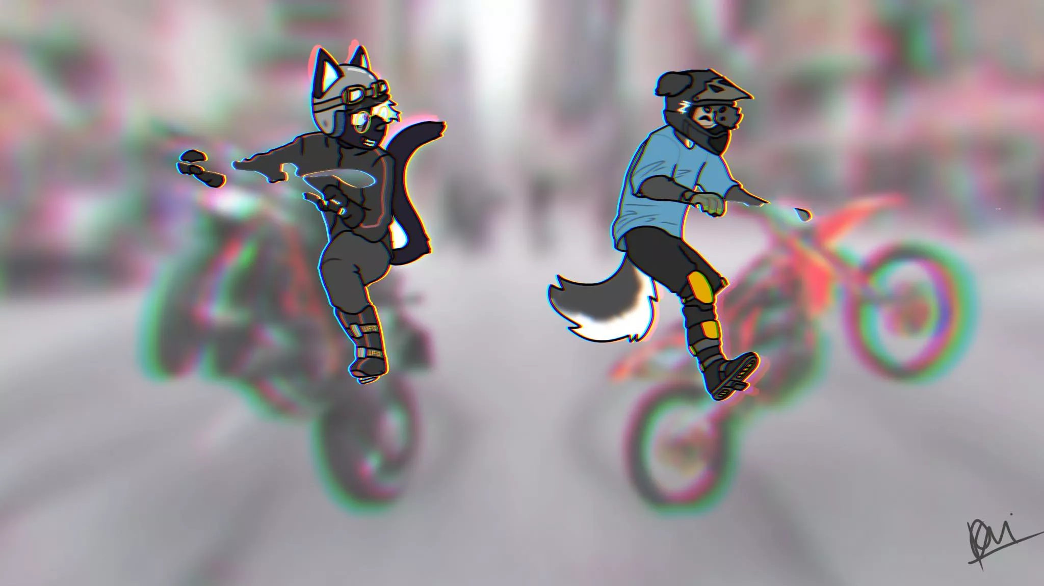 Zachary and Riley absolutely SHREDDING on the streets!!~ VRRRRRATATATATA!!~ (Art by me) posted by ThatOneRcKid