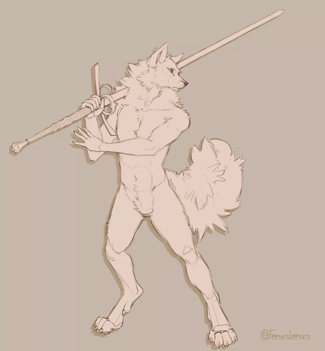 Zweihänder (No clothes cause he needs low equip load for fast rolling) - Art by me @femurslemurs posted by femurslemurs