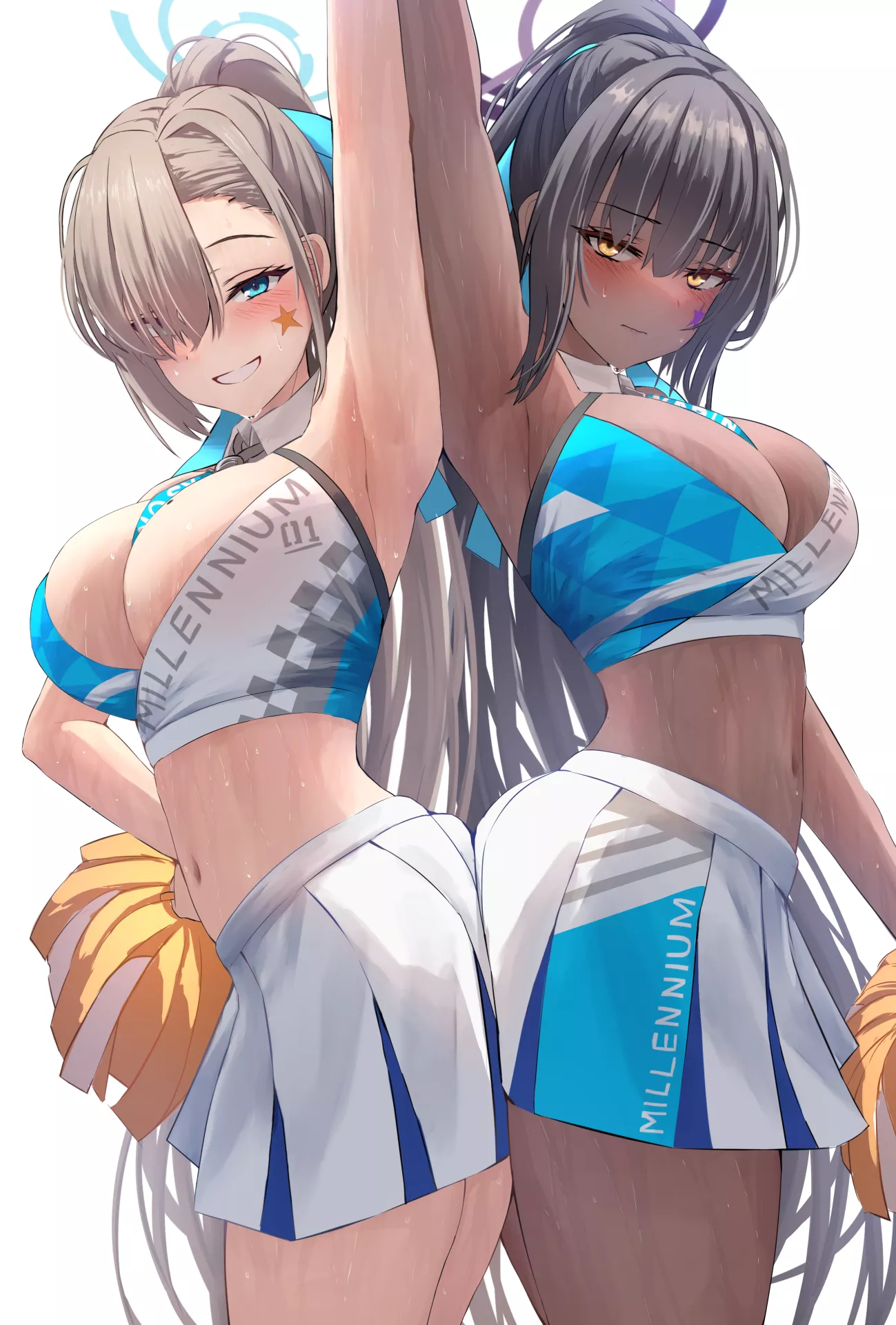 Asuna & Karin in the Millennium Cheerleader Outfits (Silver Bullet) [Blue Archive] posted by llamanatee