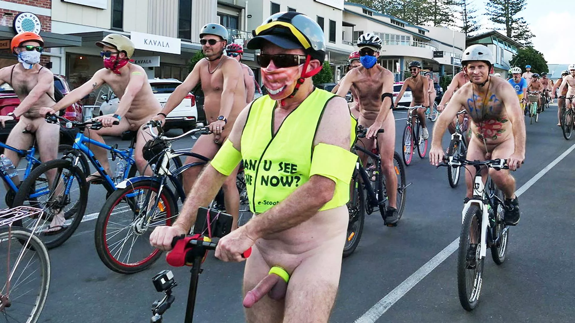 WNBR Byron Bay. Public erection passing by ... posted by Peripatetic_Wombat