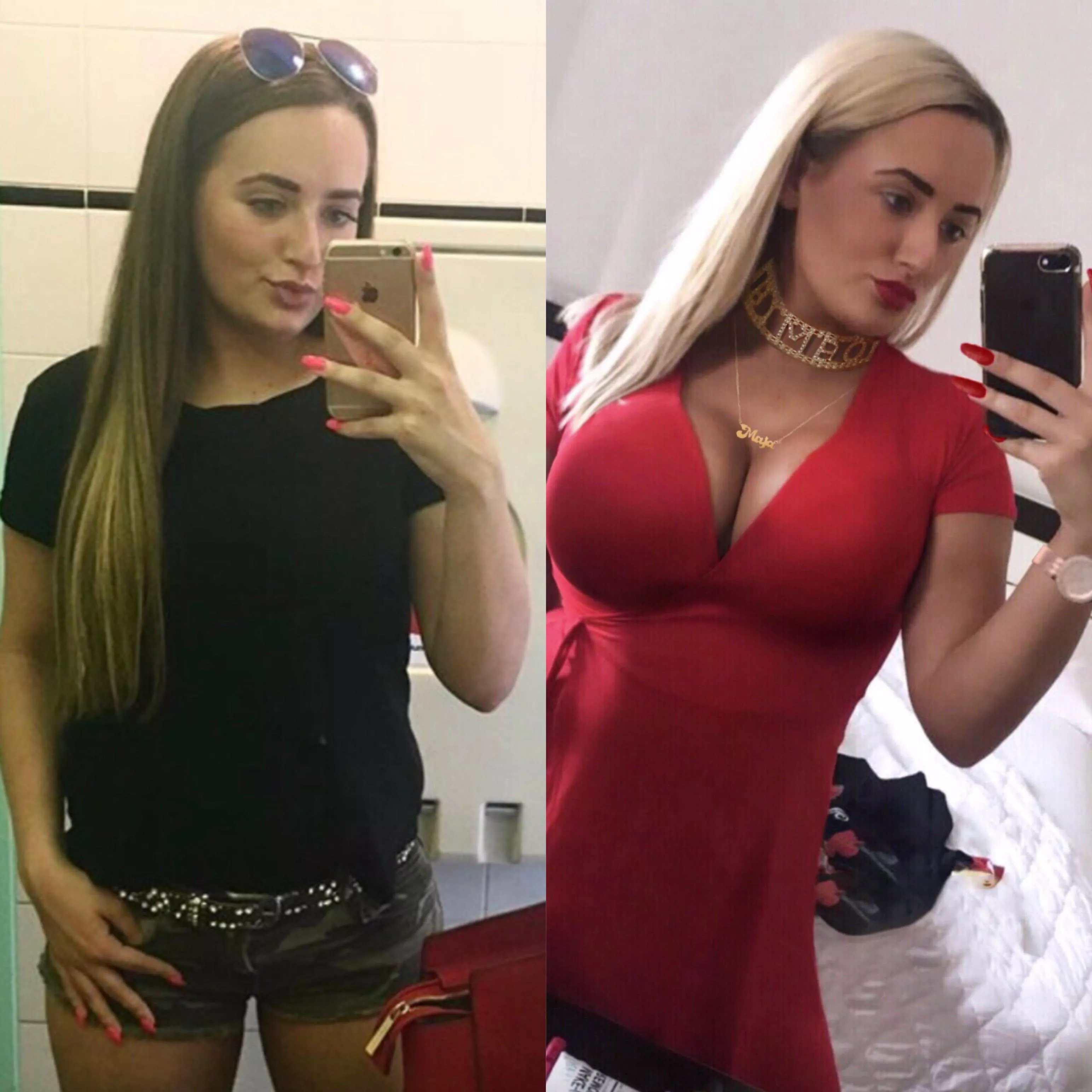 18 years old me and 23 years old me. What do you guys think of my Bimbofication progress? 😇 posted by BimboGoddessMaja