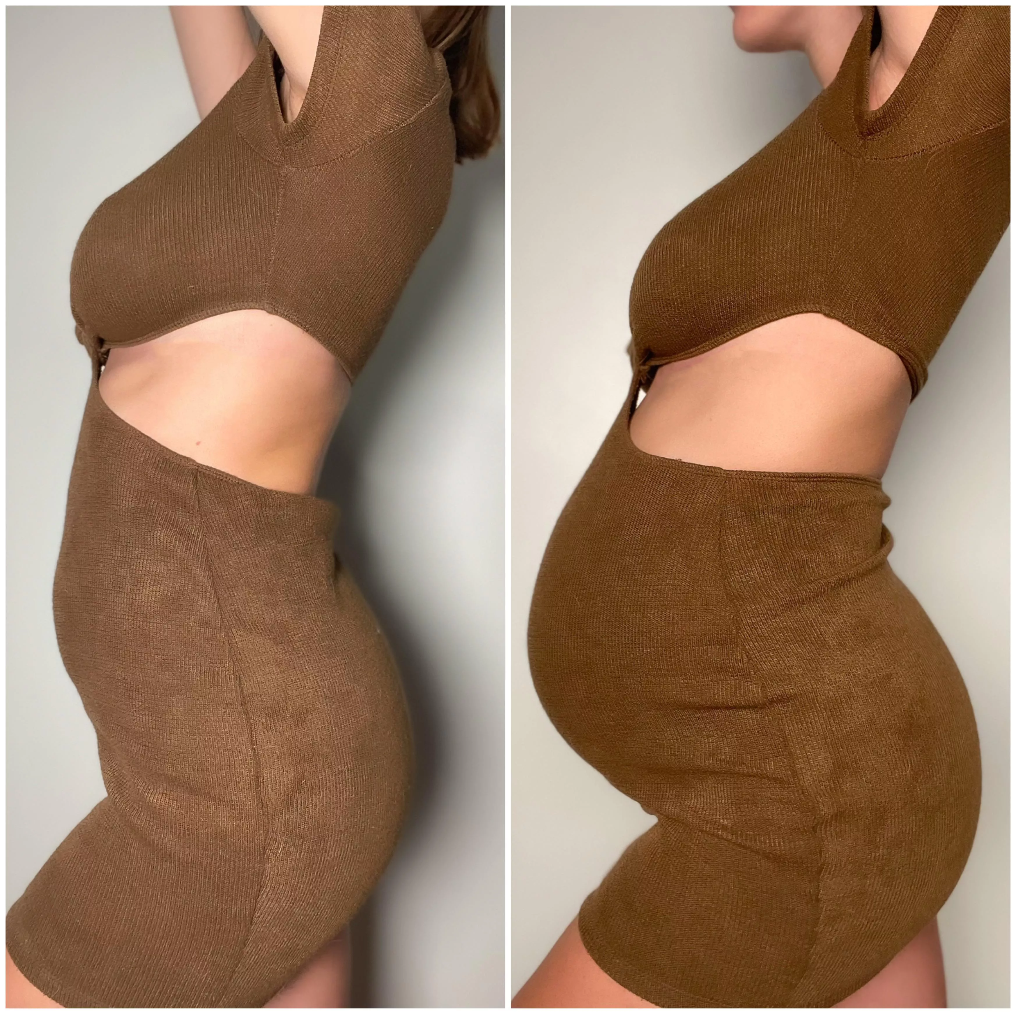 2 weeks postpartum vs. 9 months pregnant 🤰🤱 posted by greydesire