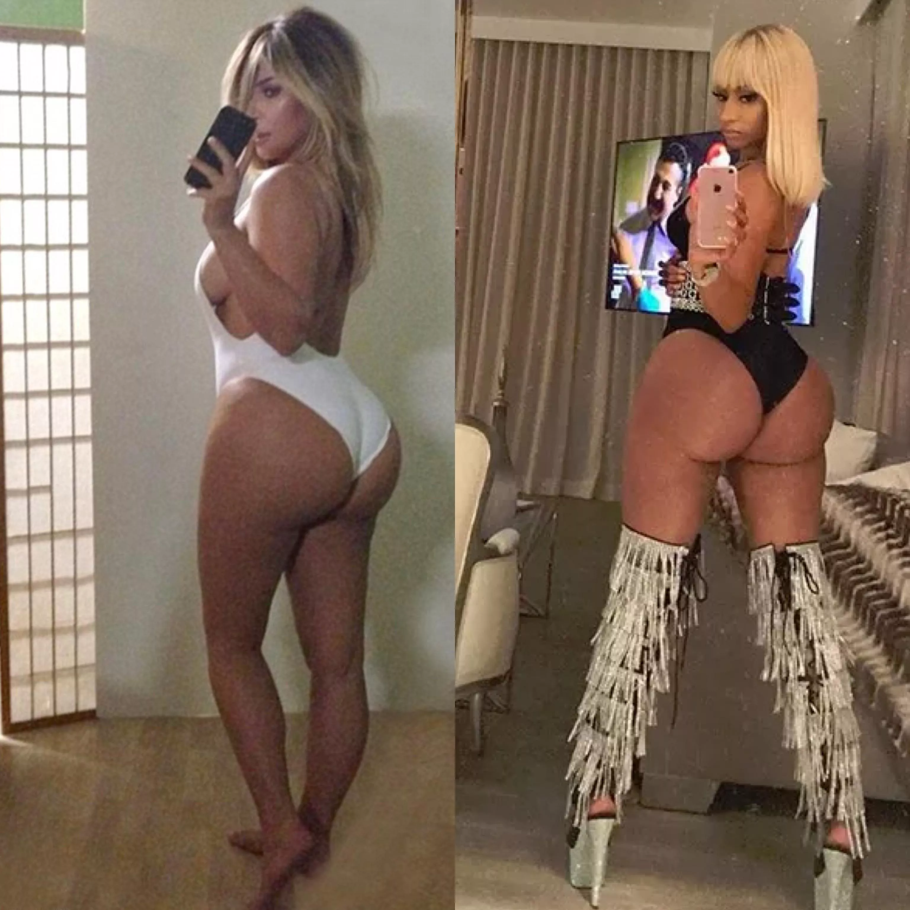 [2] Which fake booty Queen would you rather smash. Kim or Nicki. posted by WhiteBoi213