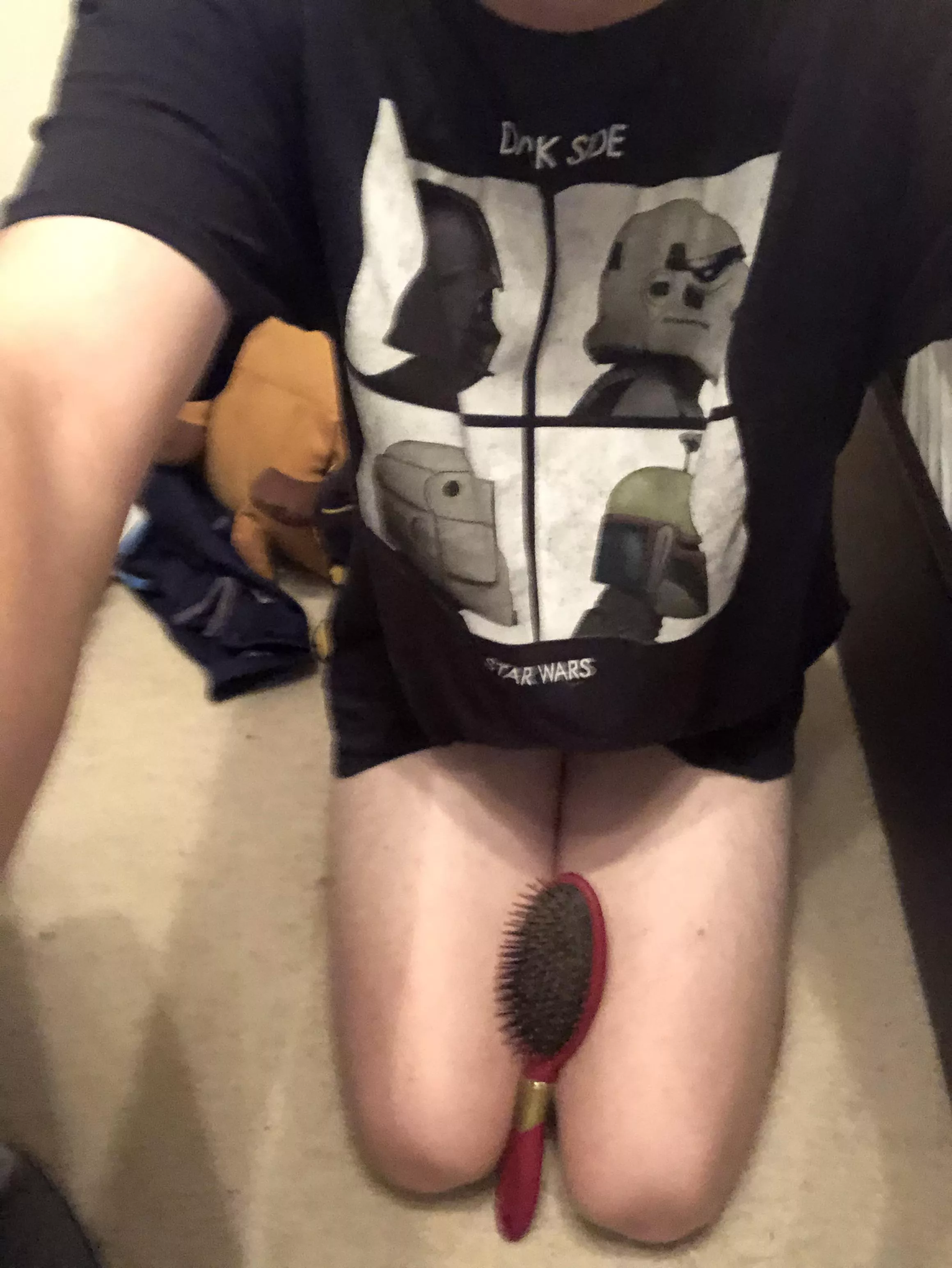 20 likes and this hairbrush goes up my ass ;) posted by oneandonlyfemboy