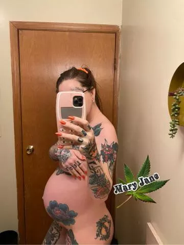 35 weeks! Only 15 more days left of being pregnant… 💕 posted by gothicmarijuana