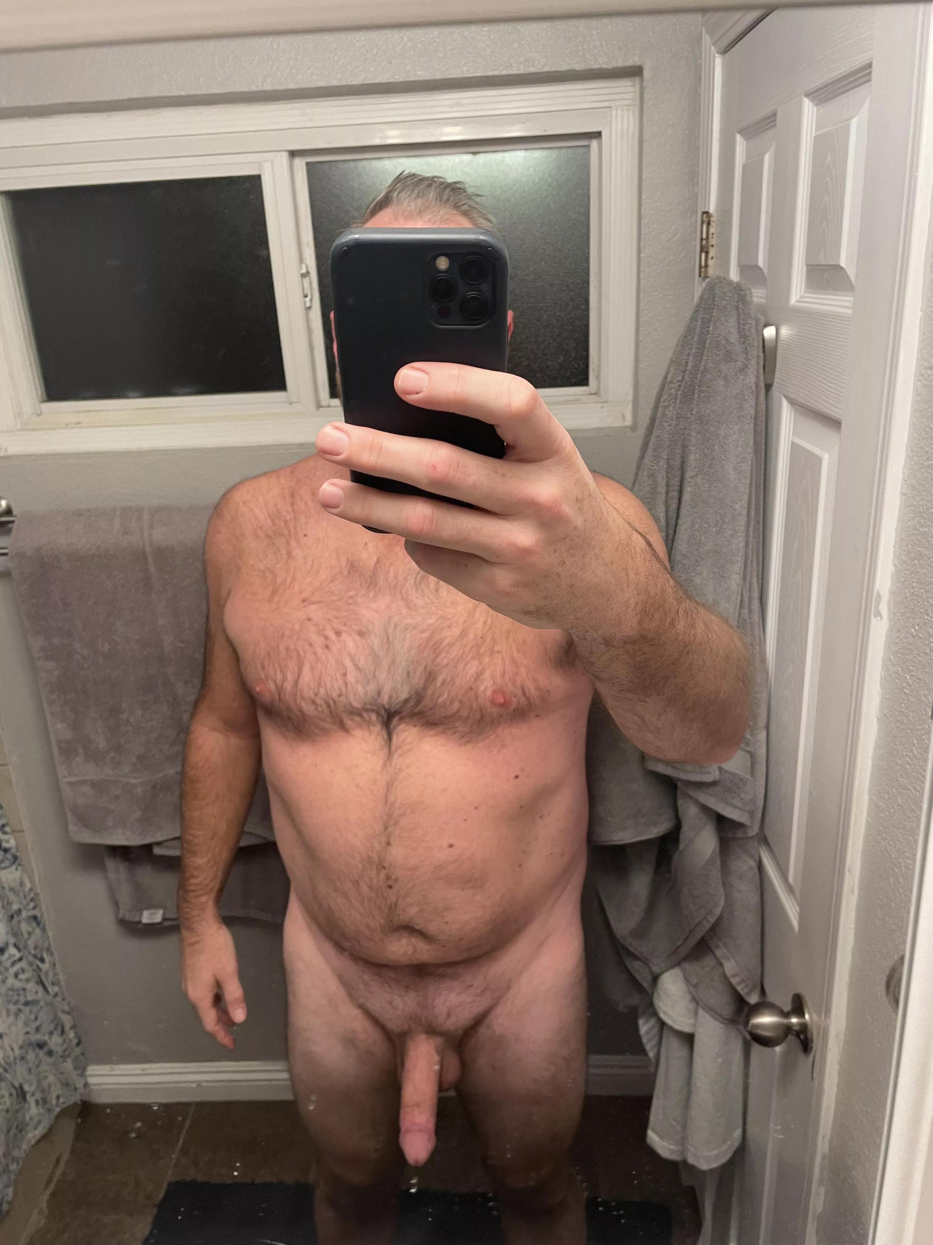 4 am after sex sex selfie, you can still taste my wife on my cock ðŸ˜‰ posted by Sk8rDadbod