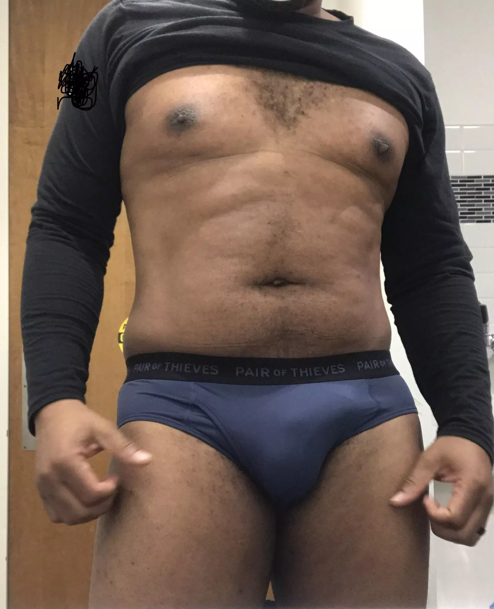 40- hubby bought some fun new briefs posted by BrownBear109