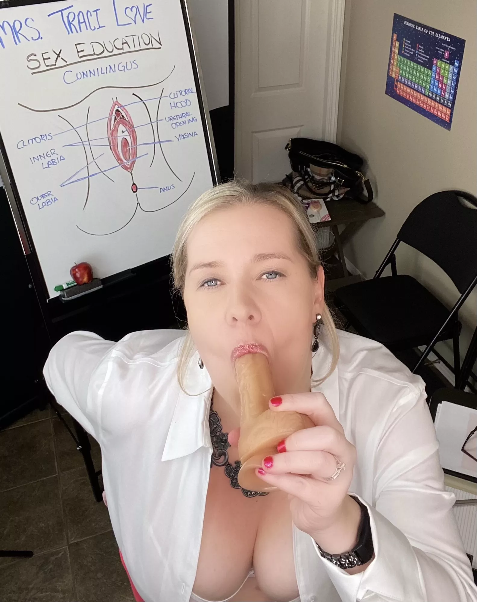 (41) Teacher needs a volunteer to help with her demonstration. Take your cock out for Mrs Love right now 💋 posted by Traci_Love