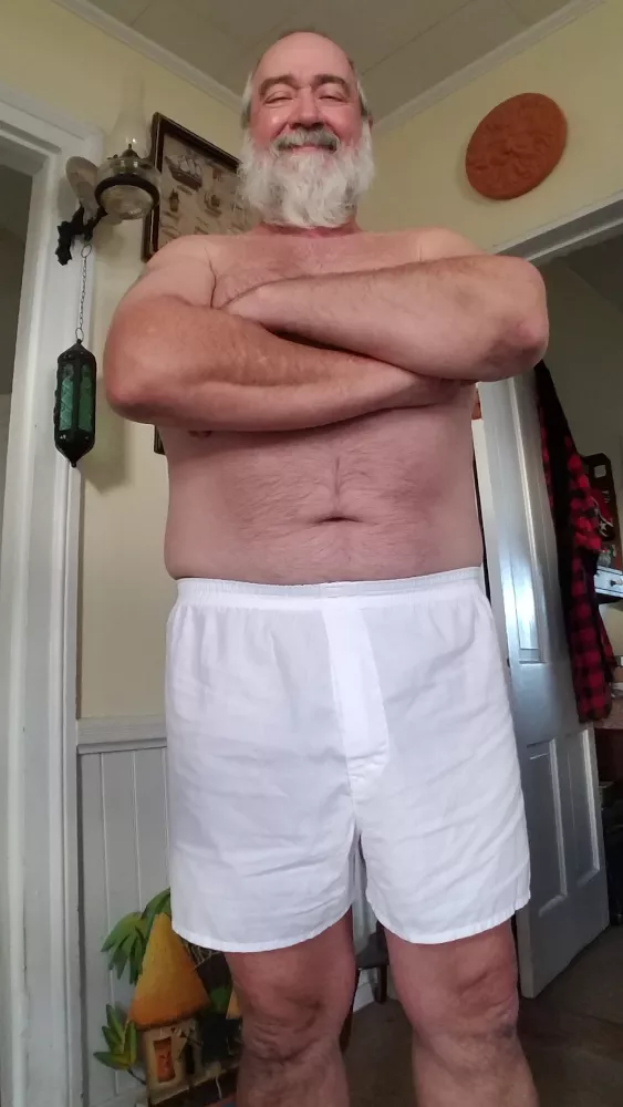 [60] Worn White Boxer Shorts as My Regular Underwear for Over 40 Years. posted by LittleWillyDaddyBear