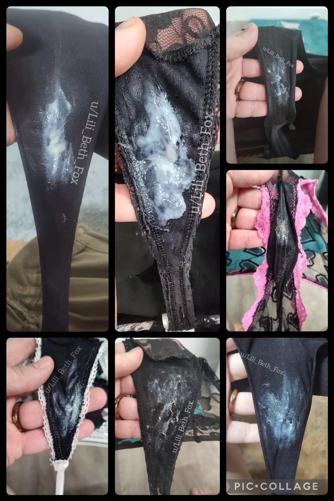 A little collection of my wetspots on Black Panties, in celebration of Black Friday! 🖤 [OC] posted by Lili_Beth_Fox