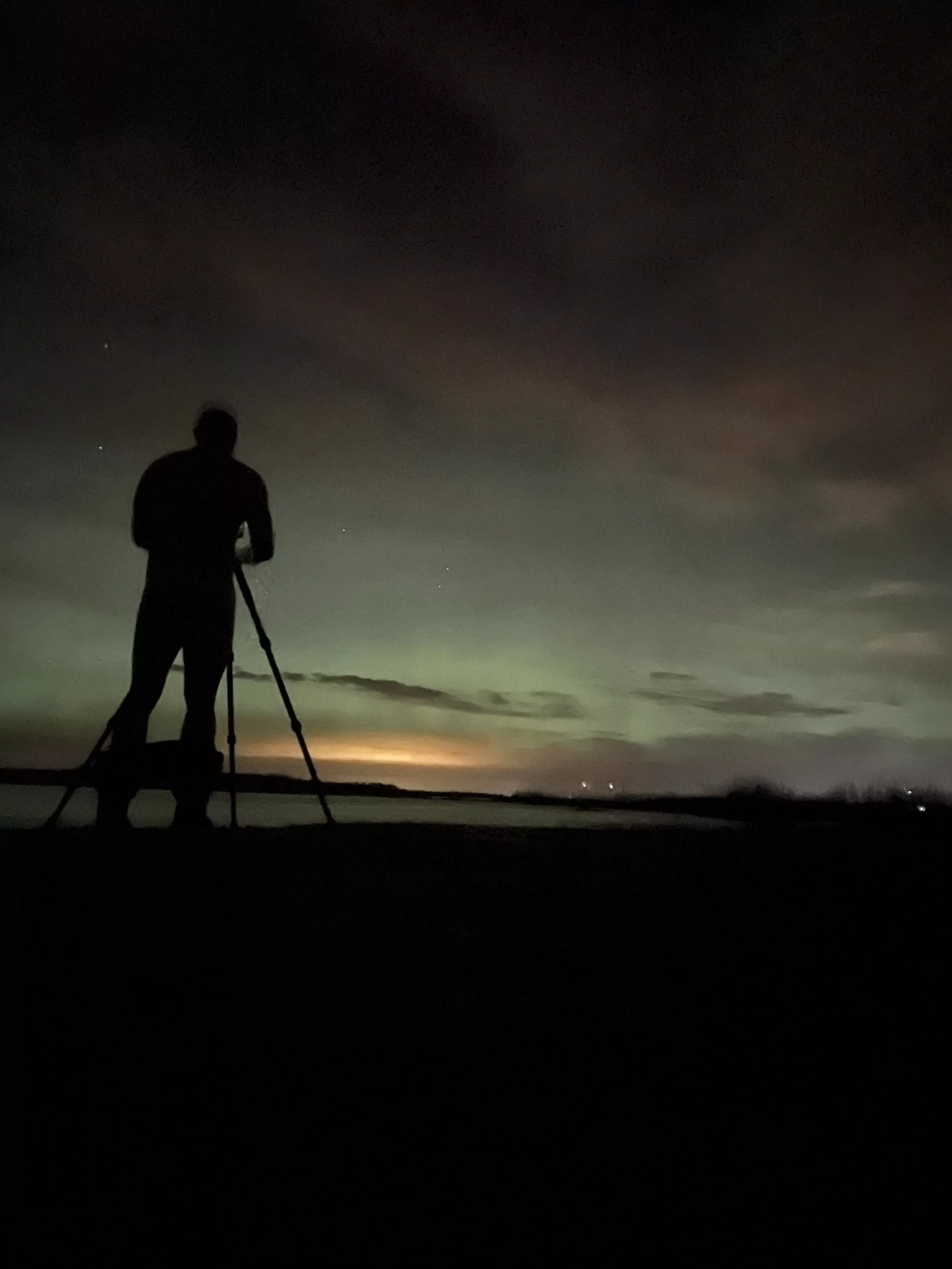 A little northern lights with a dark full moon! Cold but invigorating! posted by LetsCWherethisGoes