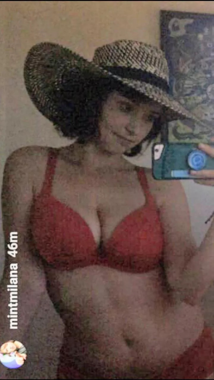 A rare topless photo of Milana Vayntrub posted by skipmalone36