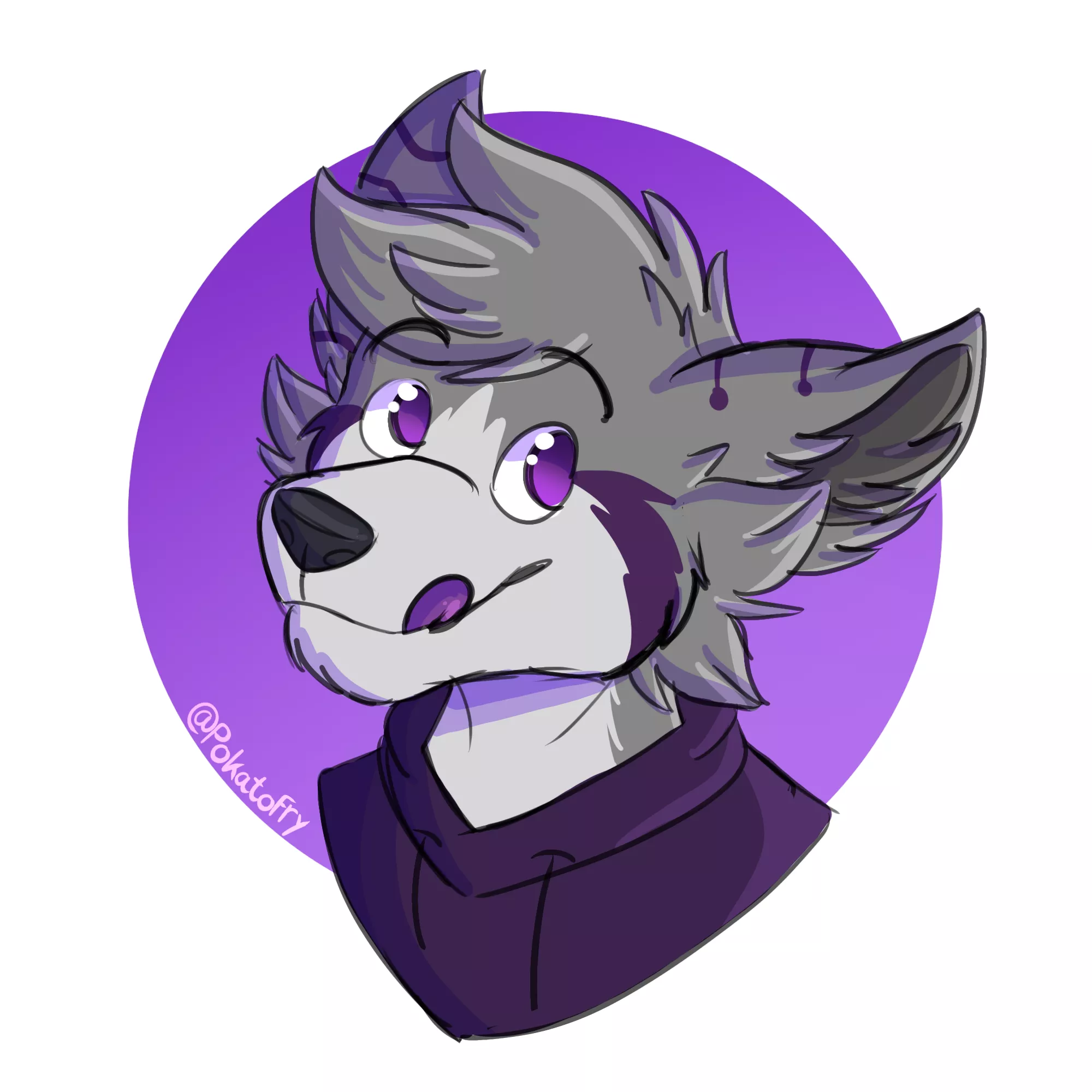 A silly wolf appears! (Art by me, @PokatoFry on Twitter) posted by PokatoFry