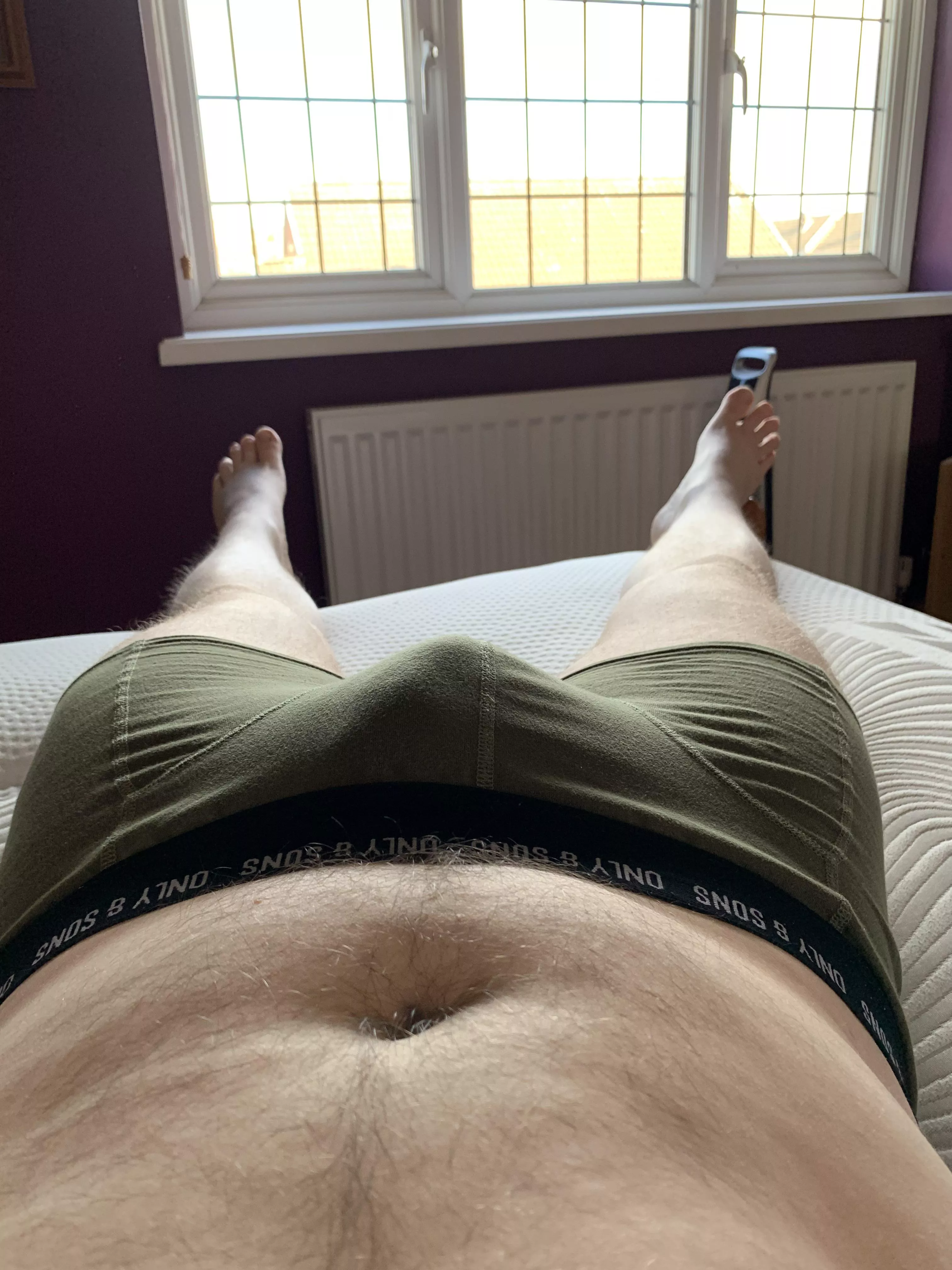 A soft bulge. I was stripping down to shower and thought the sun looked nice and I’d give you all a gentler peek than usual. As always DMs open posted by Thialfi2205