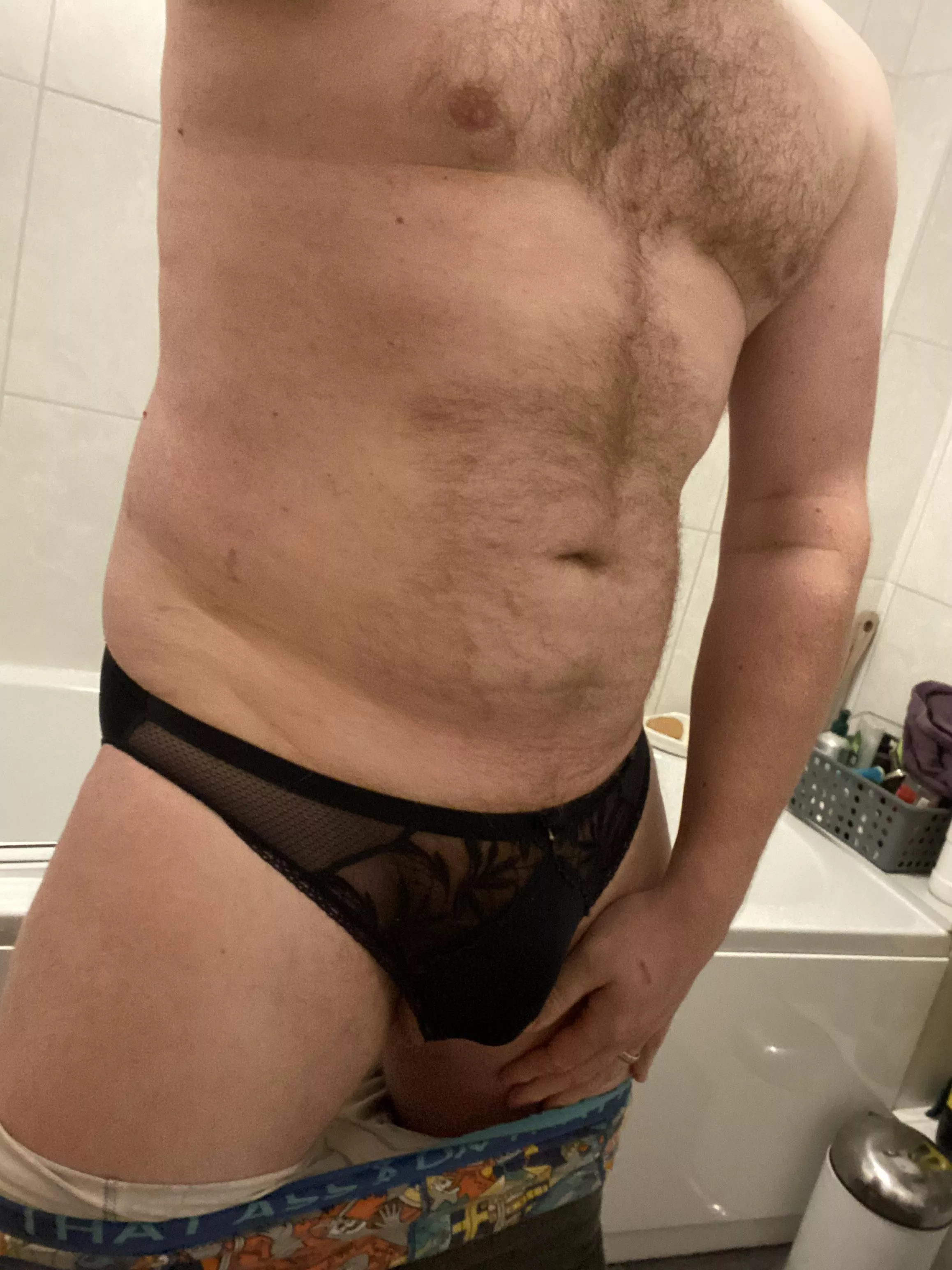 About to get into bed with these on under my joggers, next to the wife who doesn’t know I wear her panties 😅 posted by Pridemane