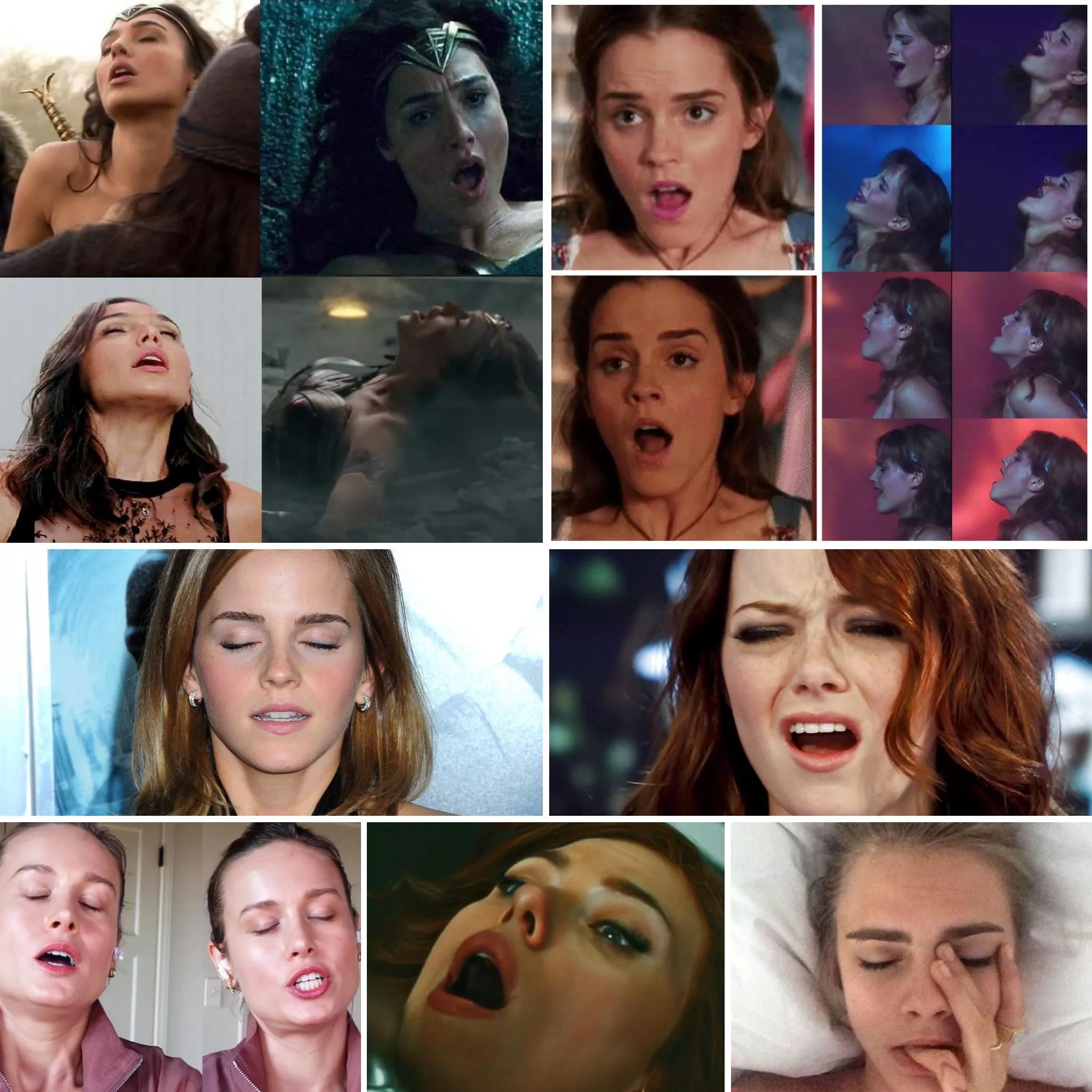 Accidental cum faces of Bri Larson, Emma stone, Emma Watson, Scarlet Johansson, Gal Gadot, Cara Delevingne posted by CKThreeOne