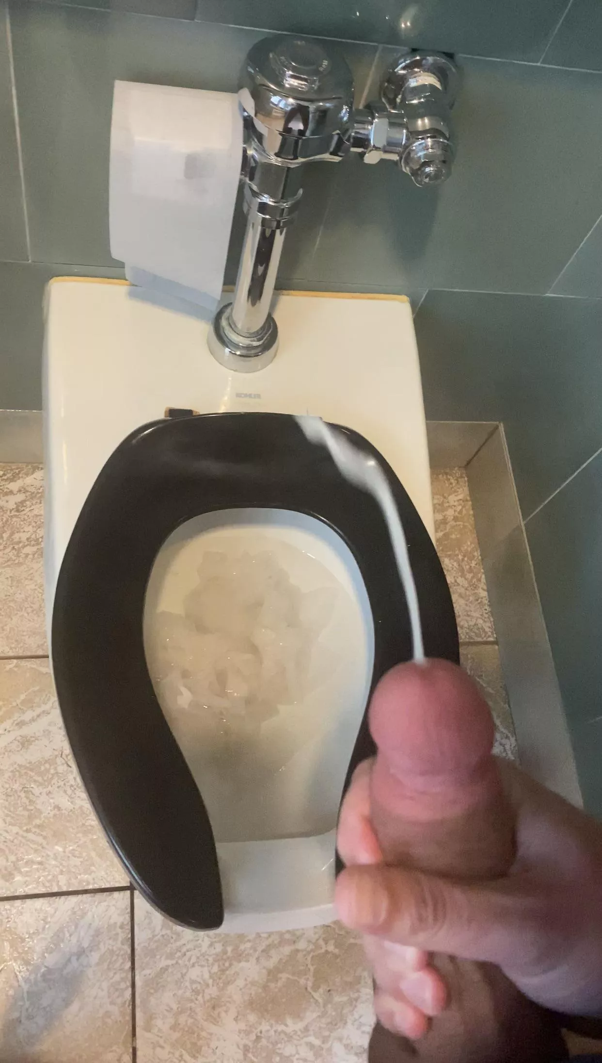 After getting fucked 3 times in this bathroom stall on Purdue campus, I shot a fat load on top of all their cum and left. 💦🚽 posted by cumobsession1