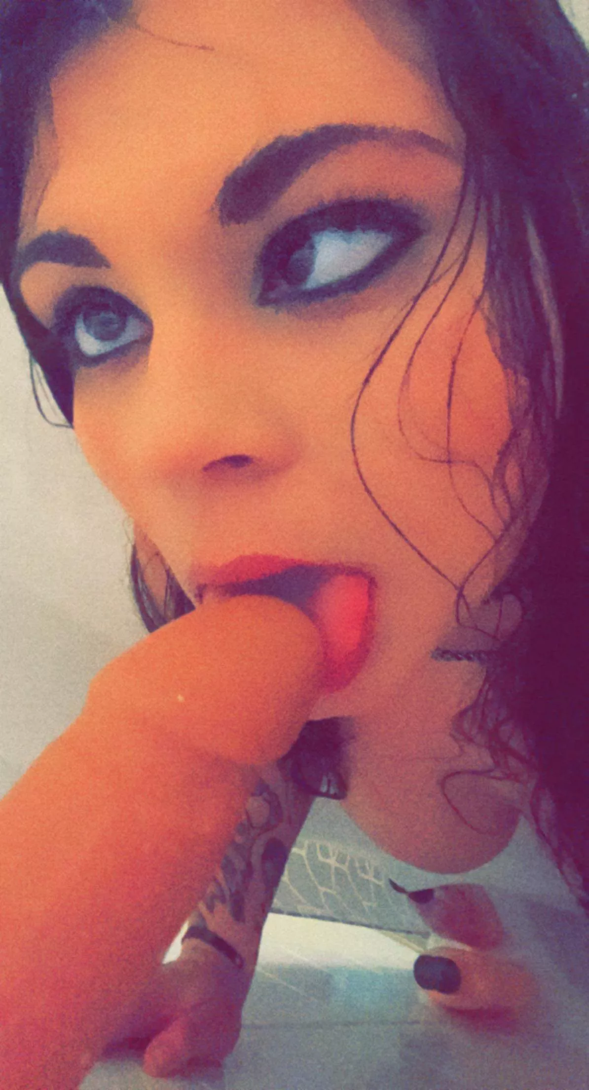 Ahegao in the shower with the dildo posted by angelcakingit