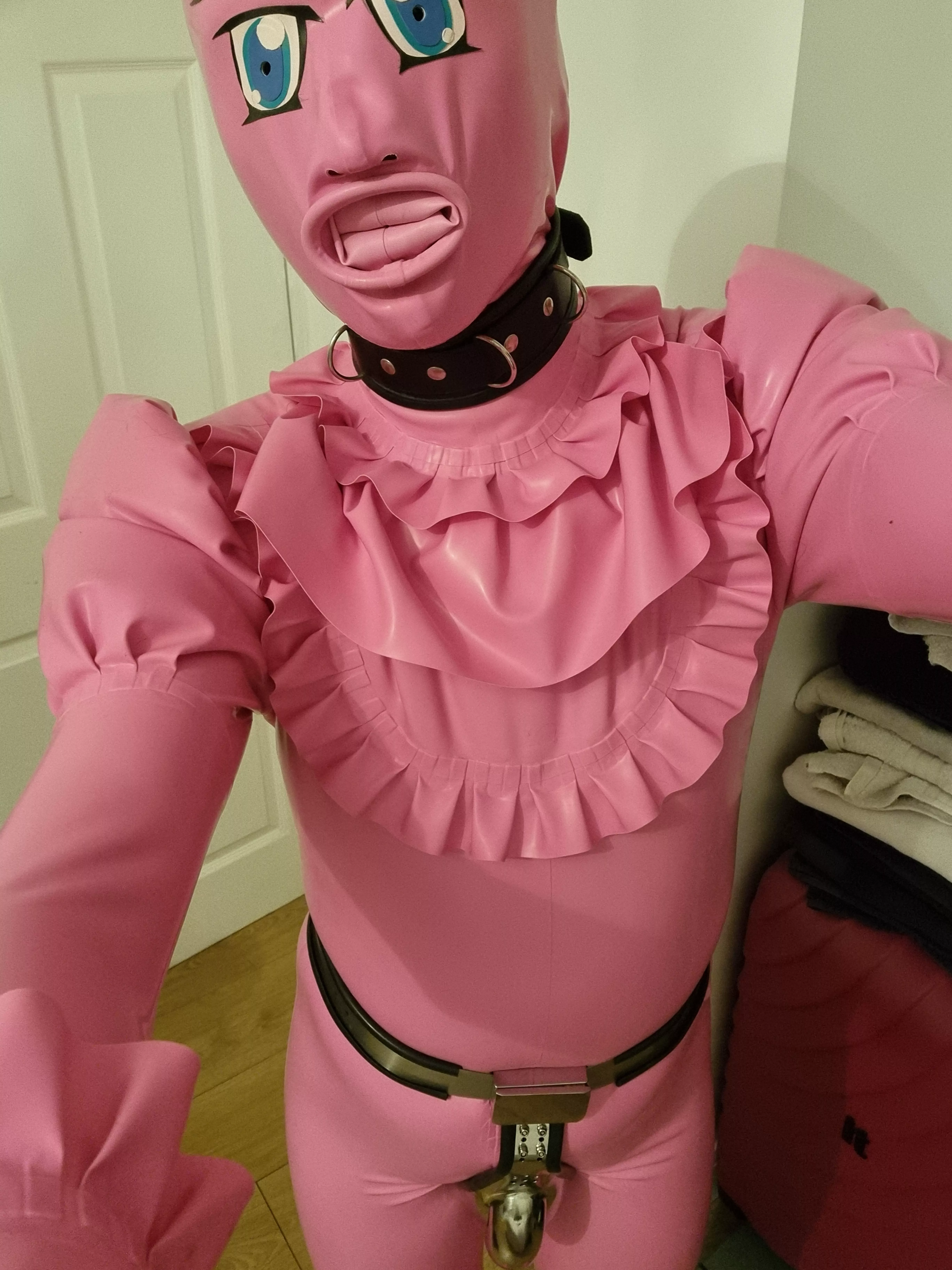 All clad in my pink rubber dollsuit ;) posted by jimbob0702