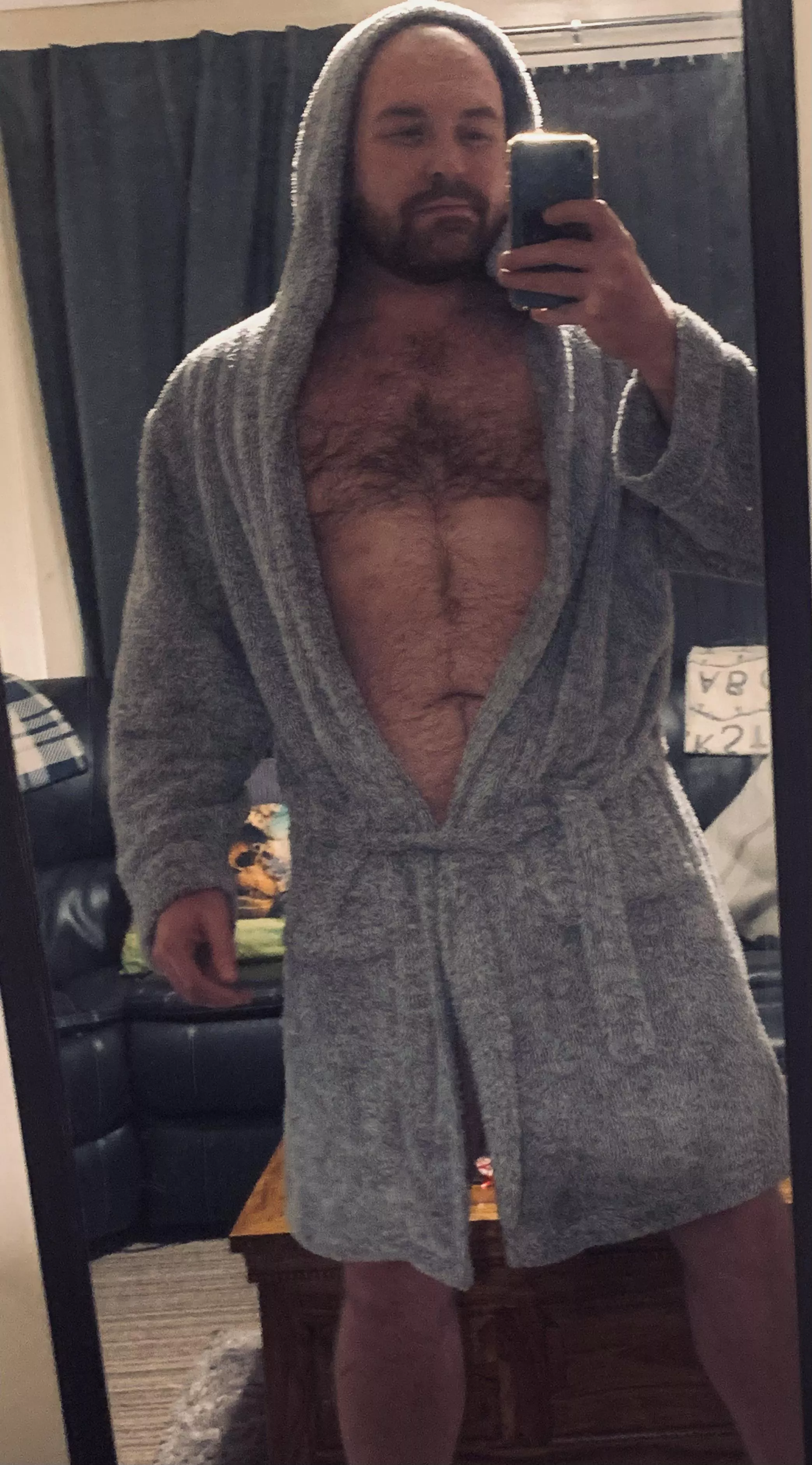 All cleaned and ready for bed. Who wants to get snuggly (and lose the robe 😇) posted by danieltheaeon