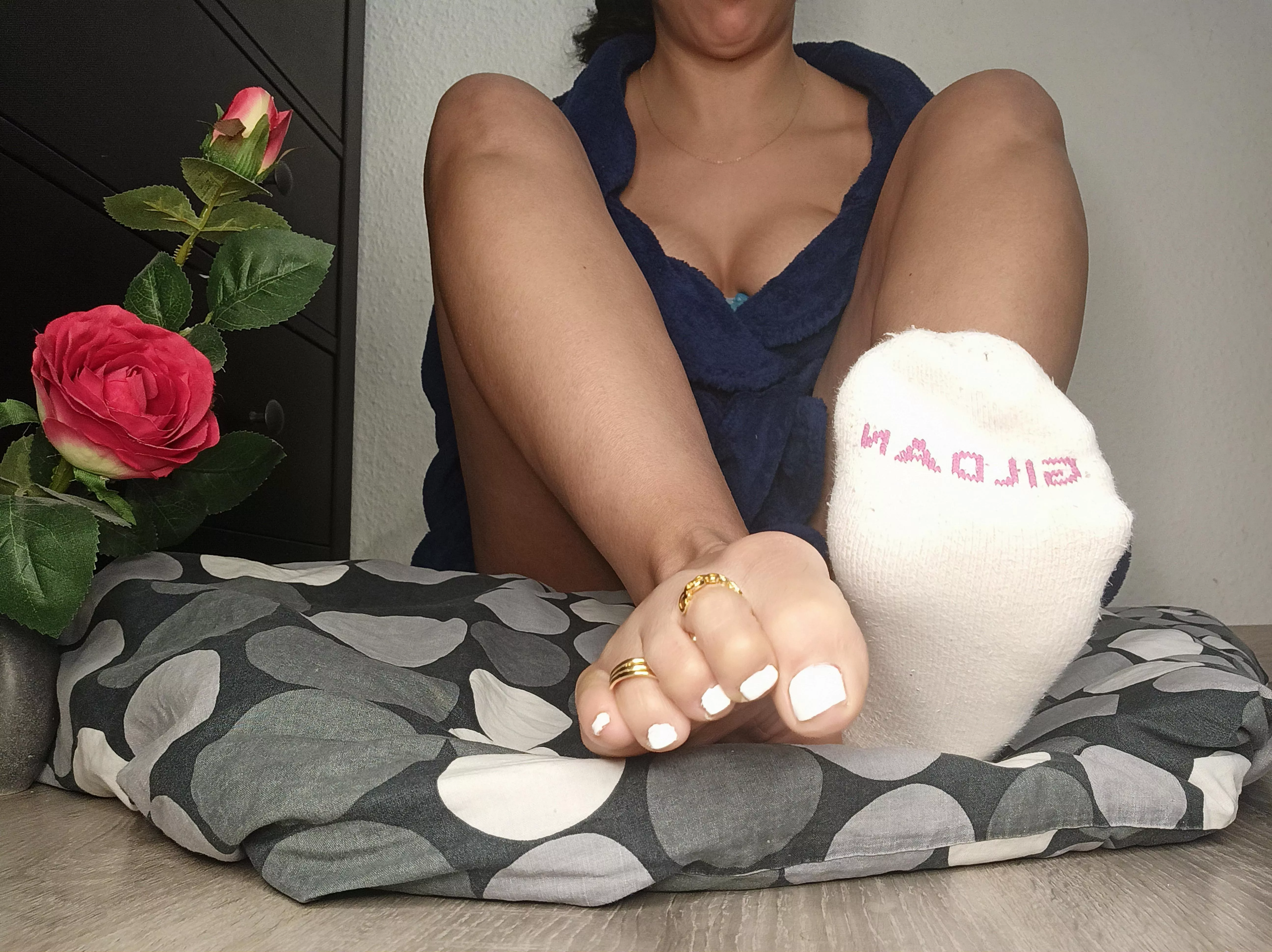 ... All I need this year is my bathrobe and someone to help me out these socks🦶😛🍆🙈 posted by Germankisses