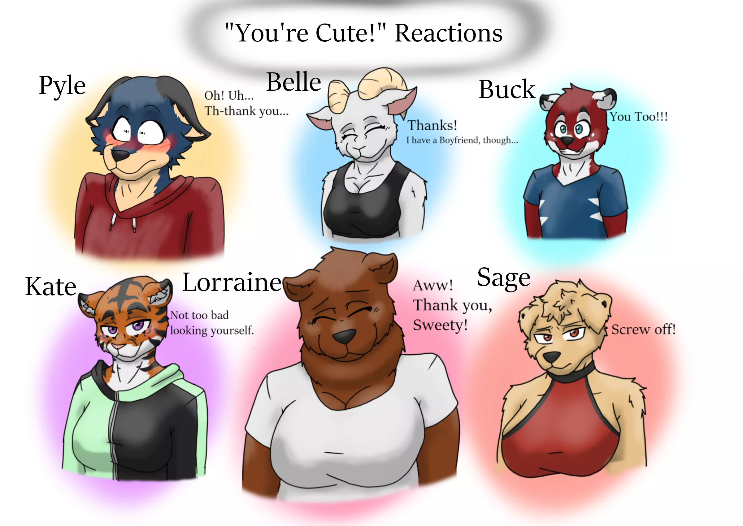 All my Furry OCs reacting to being called cute! posted by OreoLegosi