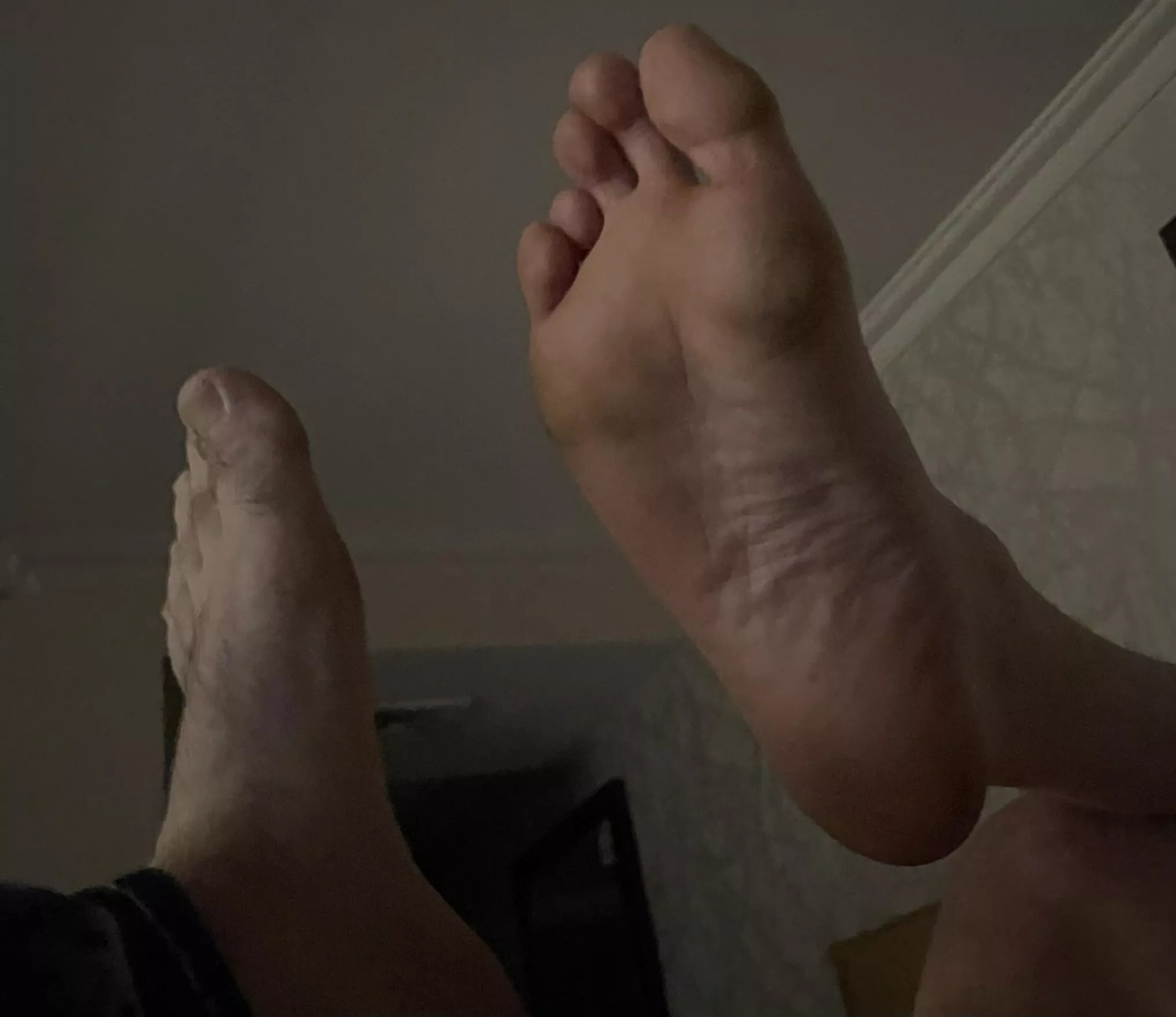 Alpha bull’s strong size 13 stud feet alongside my size 9 cuckold pathetic boi feet. #malefootcuckold posted by czardviii