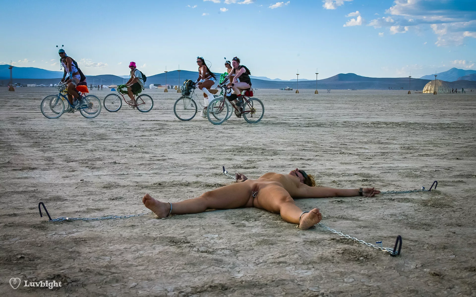 Always secure your valuables in the desert (Dee Luvbight at Burning Man) posted by MickLuvbight