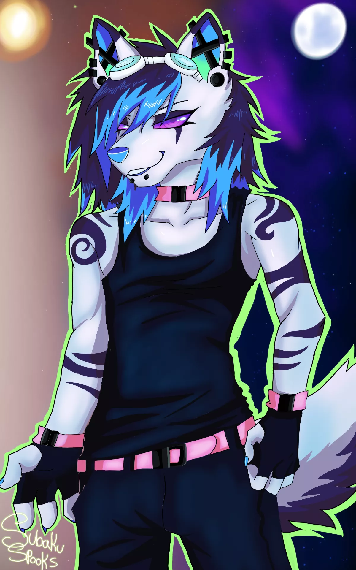 An art piece I did recently of my sona posted by Sp00kyP0psicles