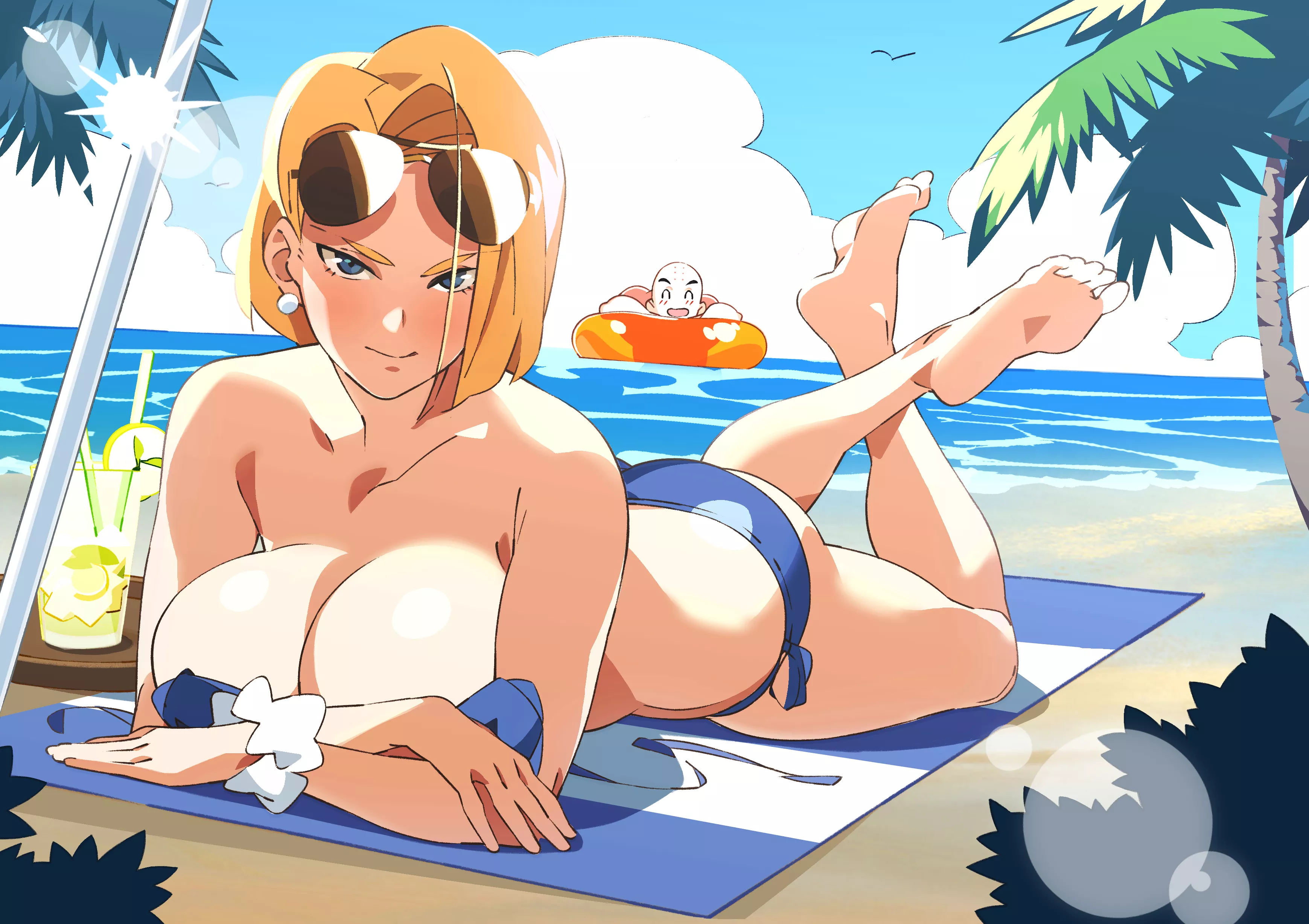 Android 18 at the beach posted by NautyNautilus