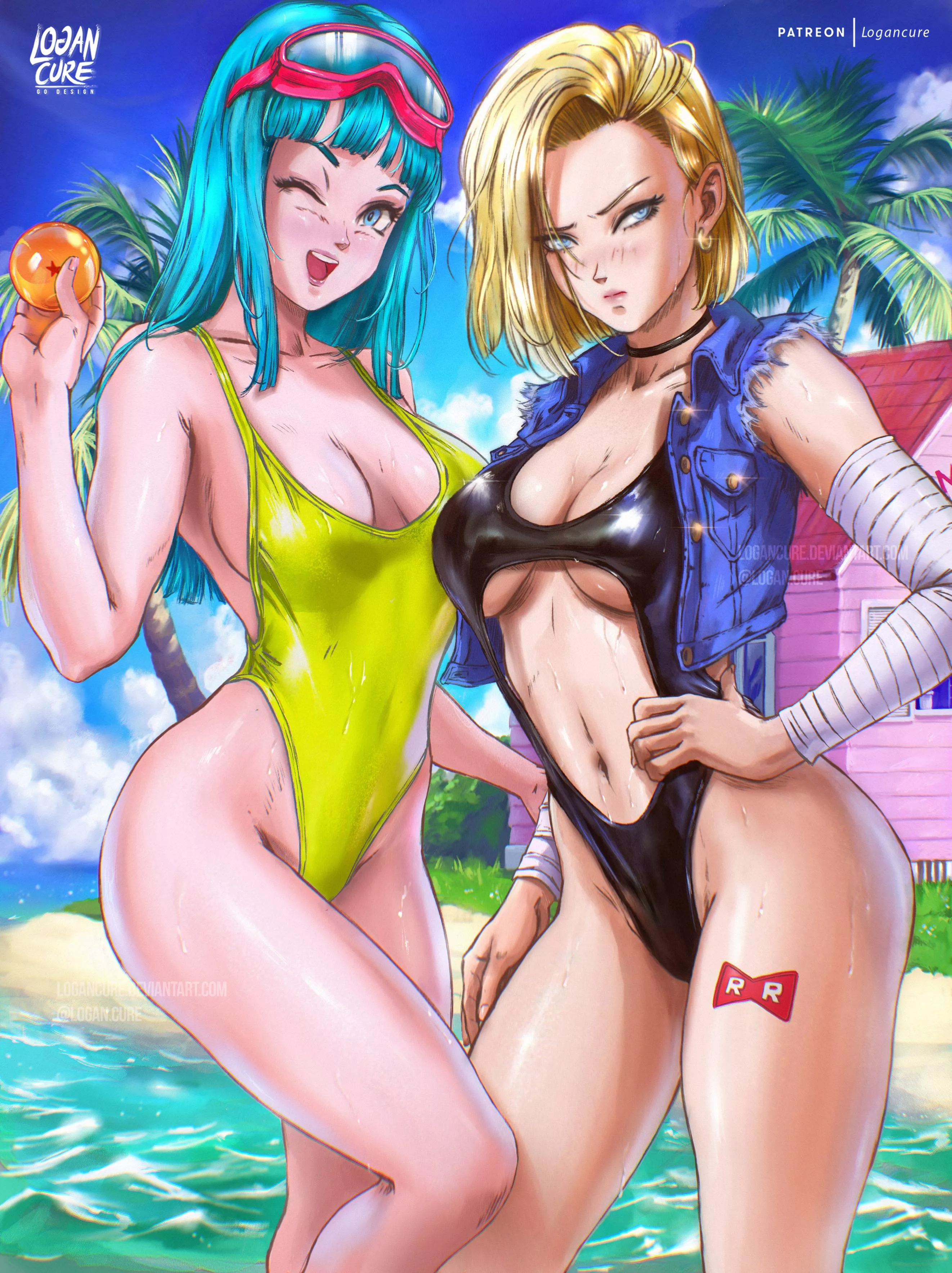 Android 18 vs Maron Swimsuits (Logan Cure) [Dragon Ball Z] posted by sequence_string