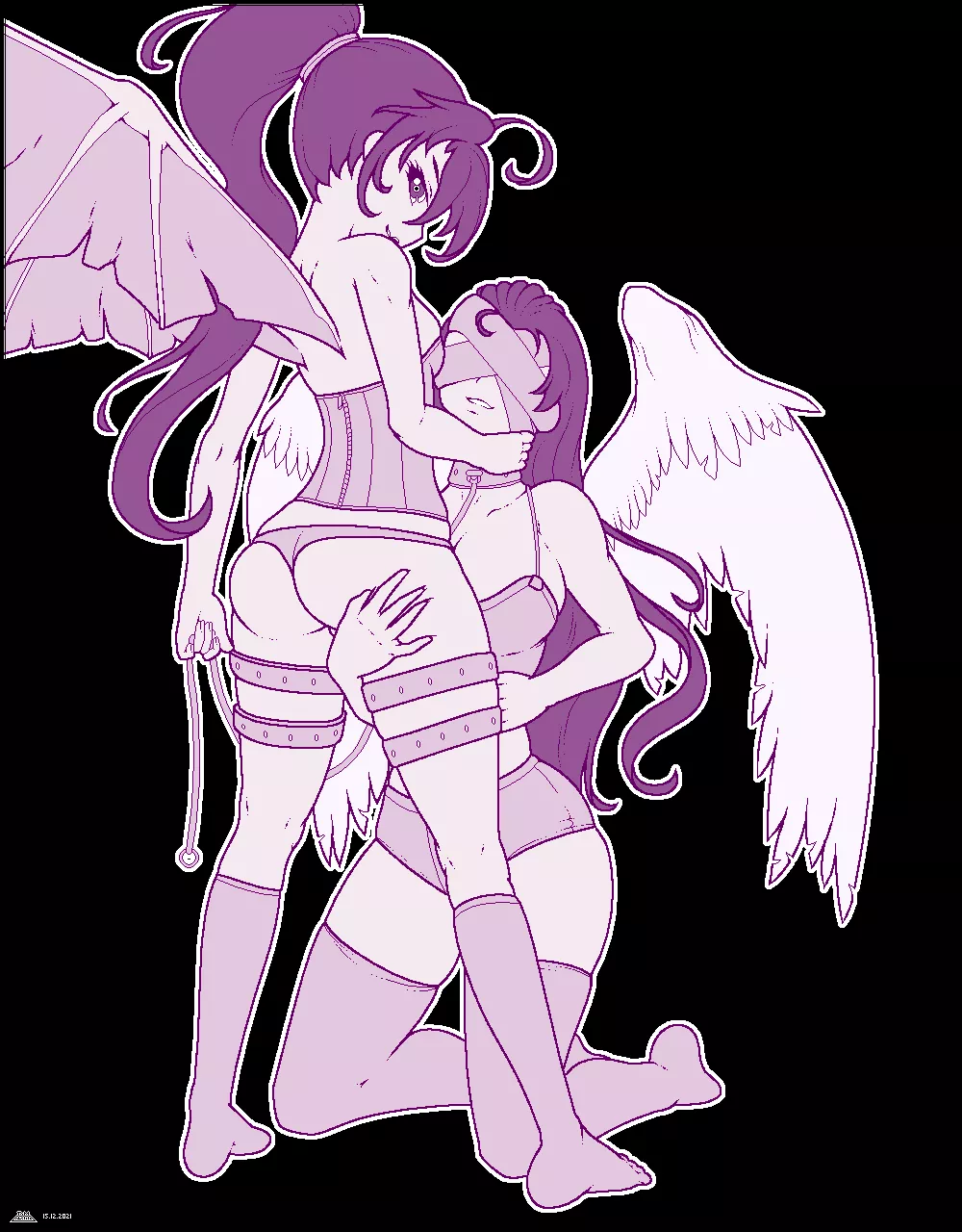 Angel and succubus playing posted by queshu22