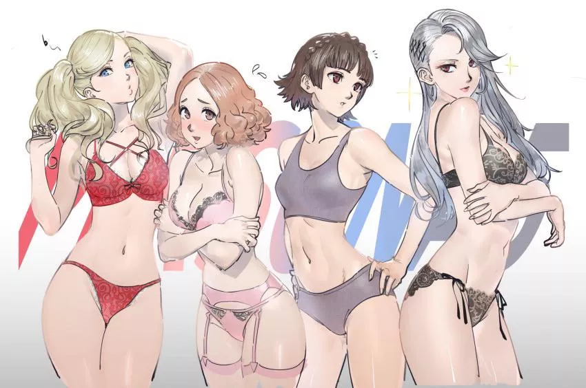 Ann, Haru, Makoto and Sae in underwear/lingerie posted by BnwFearless