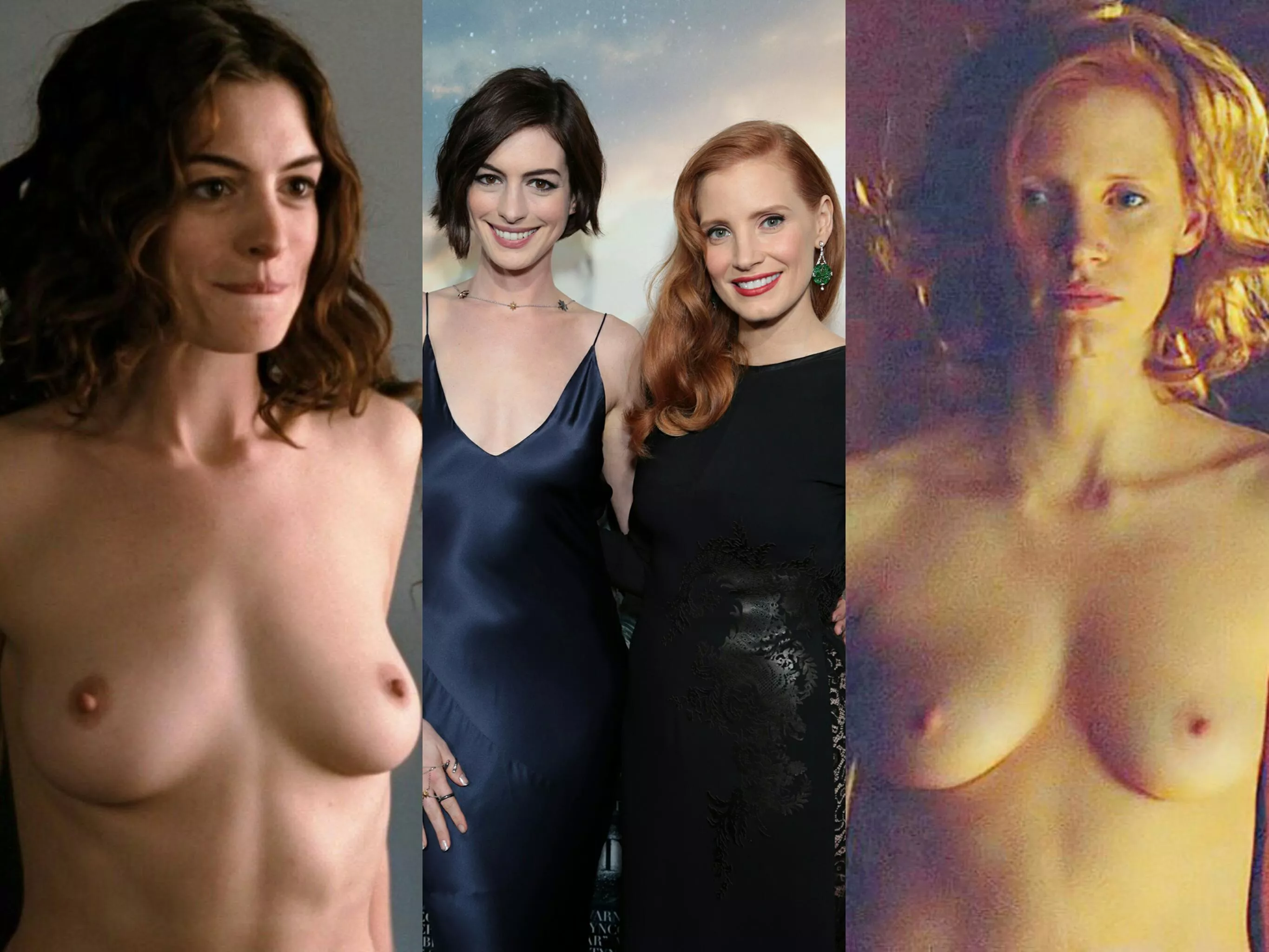 Anne Hathaway and Jessica Chastain on/off posted by steverenford666