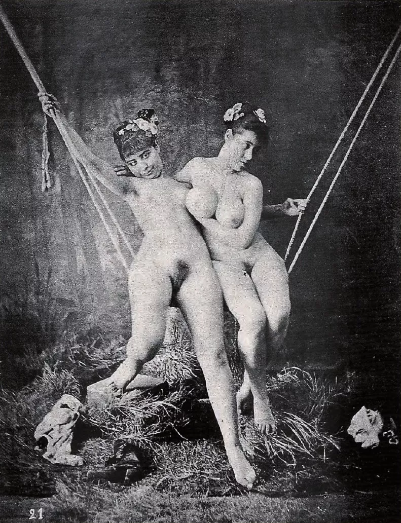 Anonymous nude women on a swing, ca. 1885 posted by 67USA67