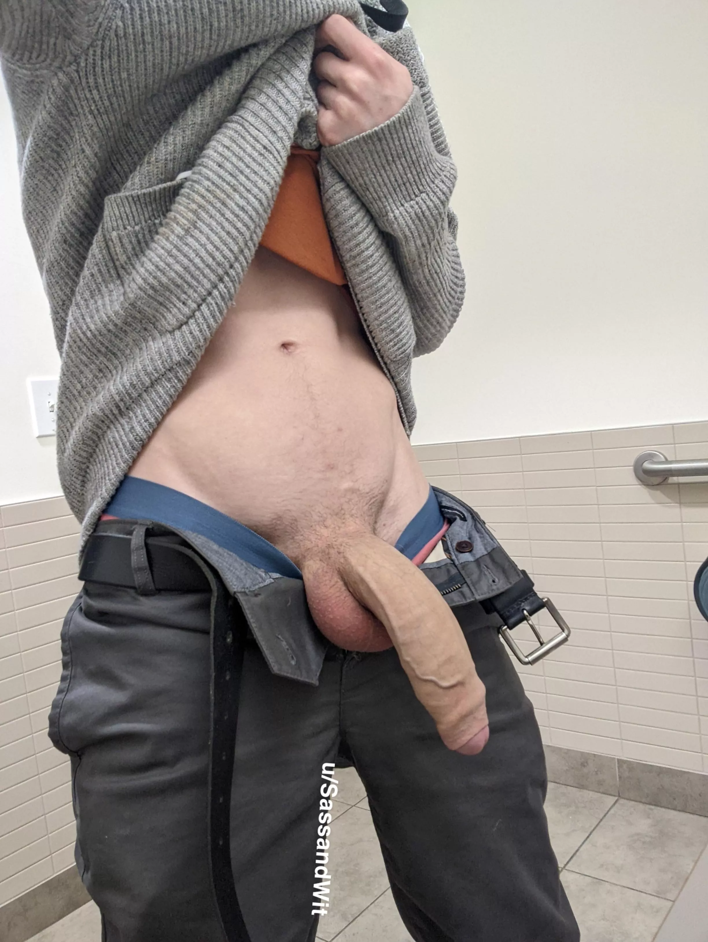 Another day at work, another pic of my semi hard cock posted by Sassandwit