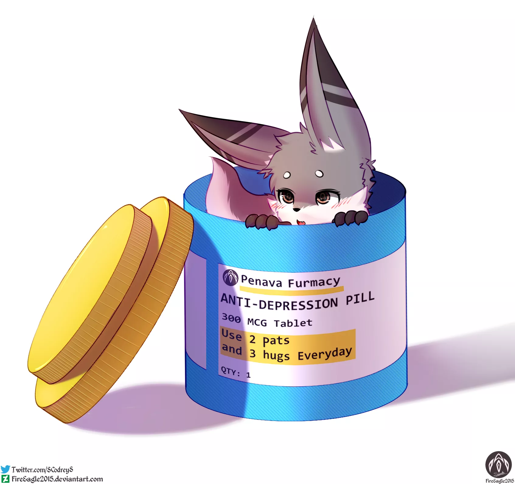 Anti-Depression Pill - Anyone need one of these? (Art by me @Scodrey on Twitter) posted by FireEagle2015